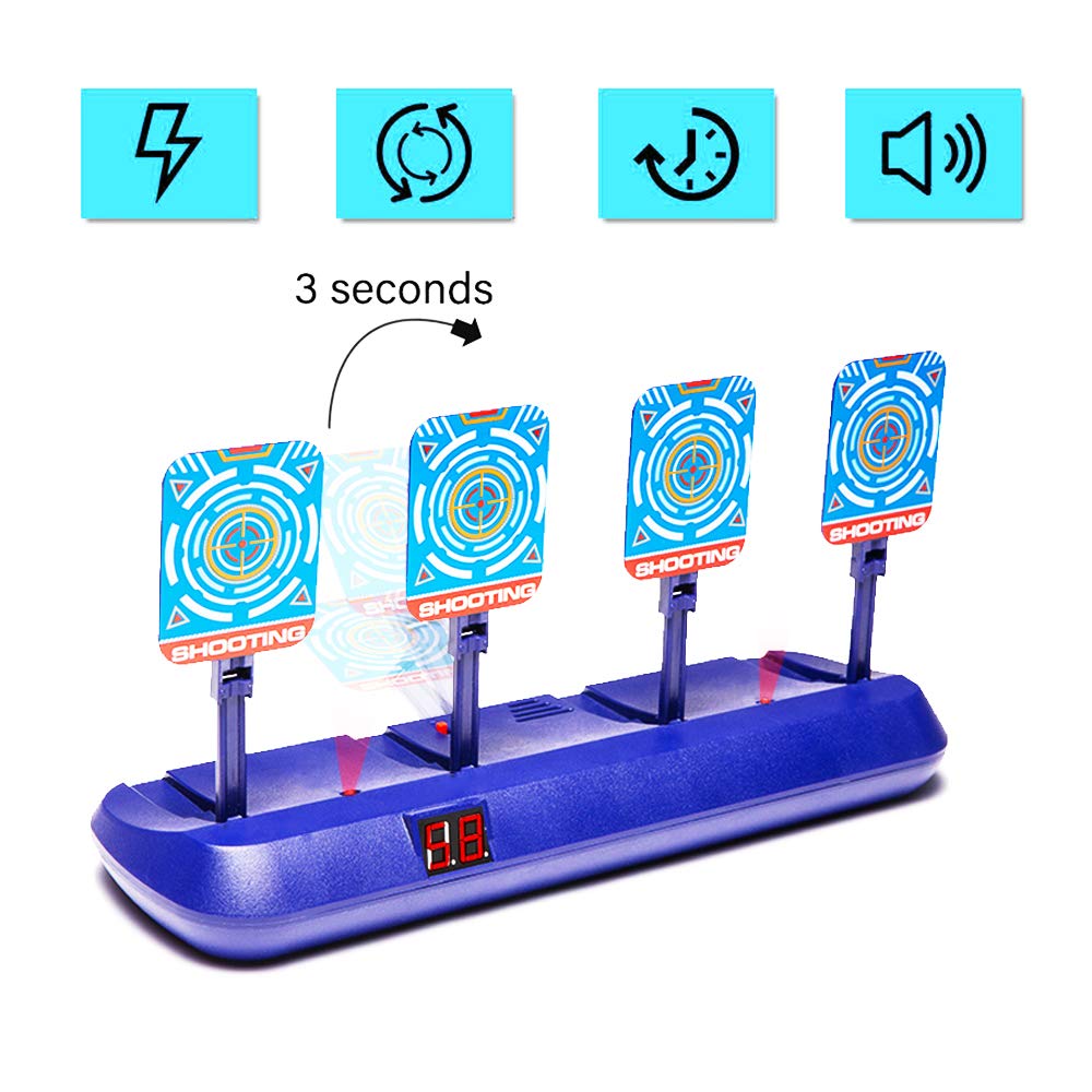Fibevon Nerf Targets – 4-Target Auto-Reset Digital Scoring Target for Nerf Practice
