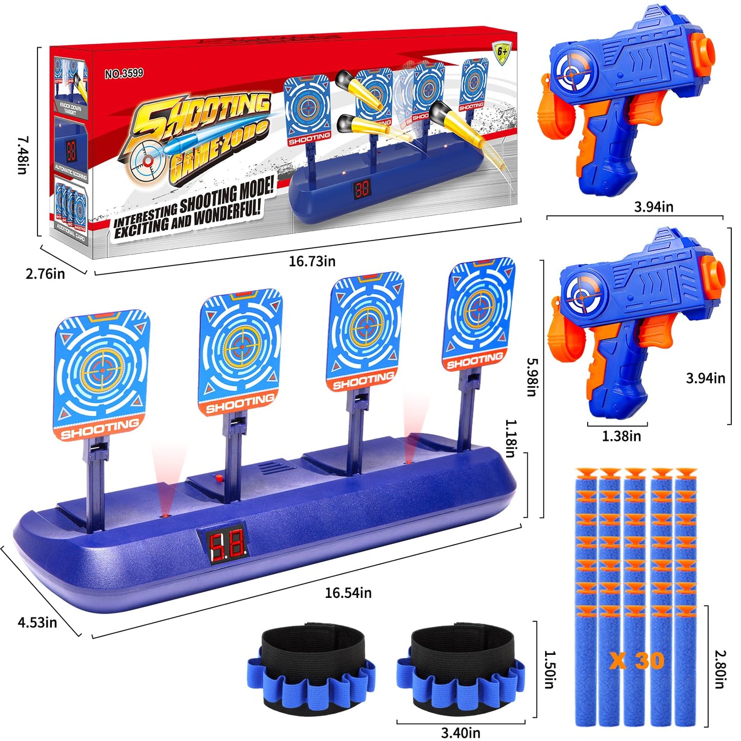 Fibevon Nerf Targets – 4-Target Auto-Reset Digital Scoring Target for Nerf Practice