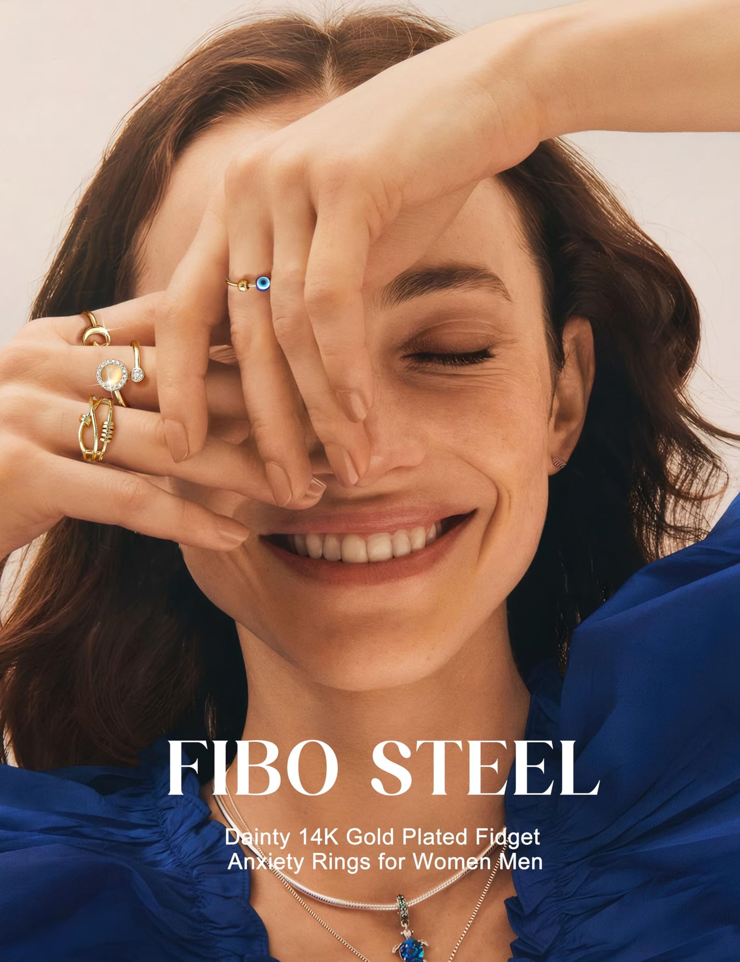 FIBO STEEL 9 Pcs Fidget Ring Set – Adjustable Spinner Rings for Women & Men