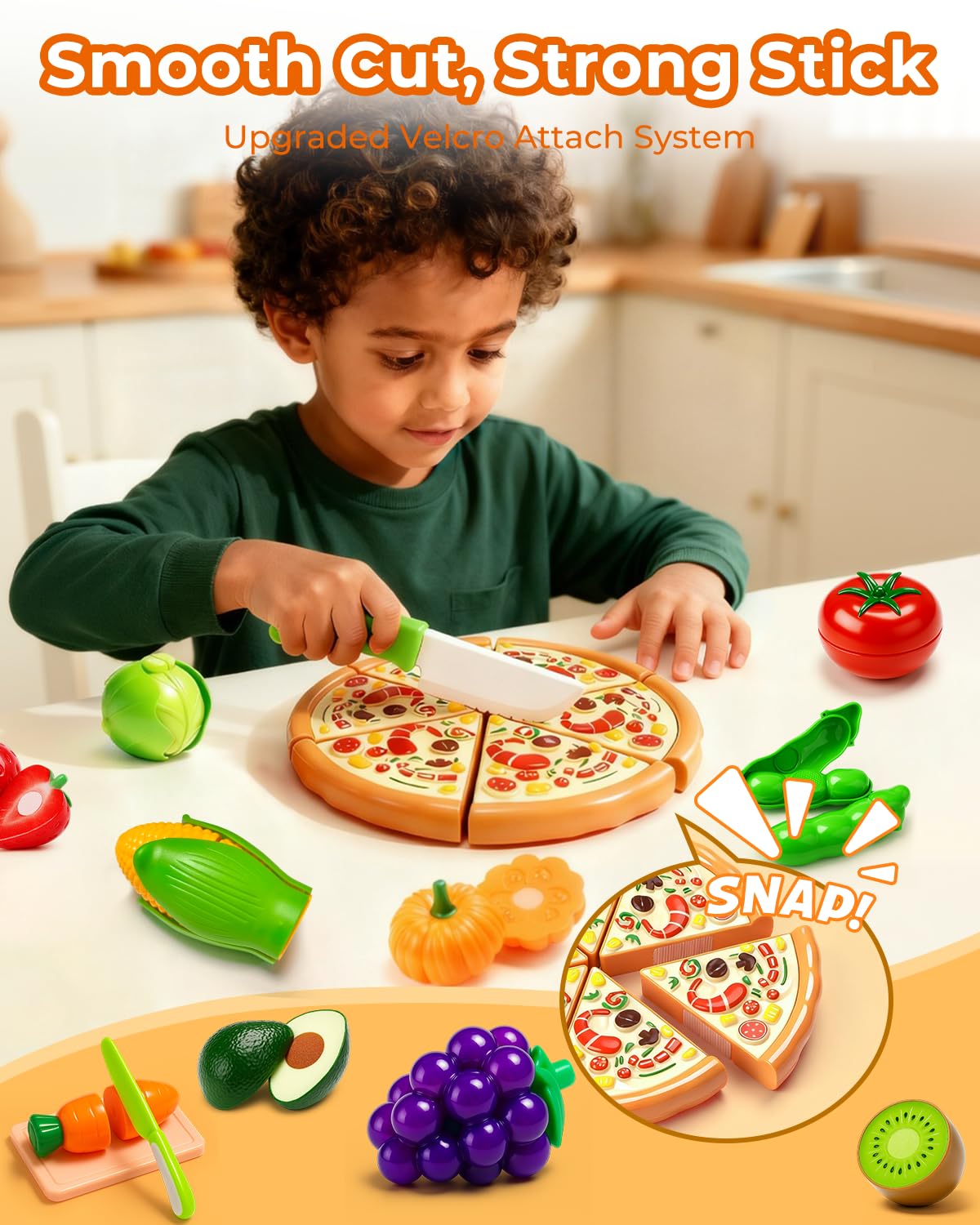 Fiderix 120 PCS Safe Durable Play Food Set for Kids – Educational Pretend Toys, Ages 3-5