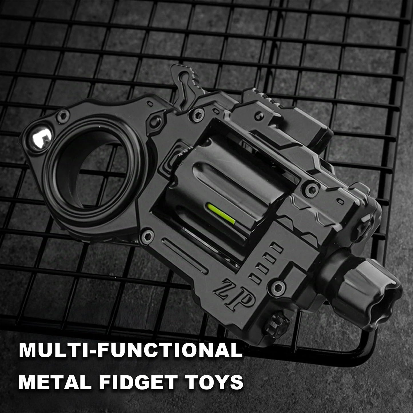 Fidgetgun Premium Metal Spinner Gun for Adults – Silent Stress Relief & Focus (Black, Medium)