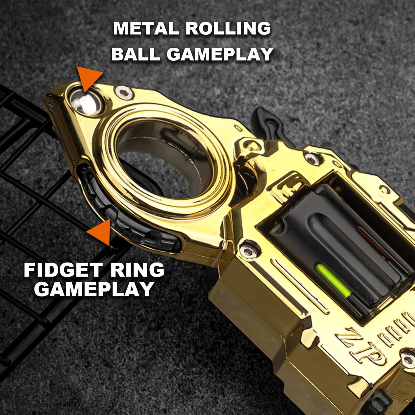 Fidgetgun Premium Metal Spinner Gun for Adults – Silent Stress Relief & Focus (Black, Medium)