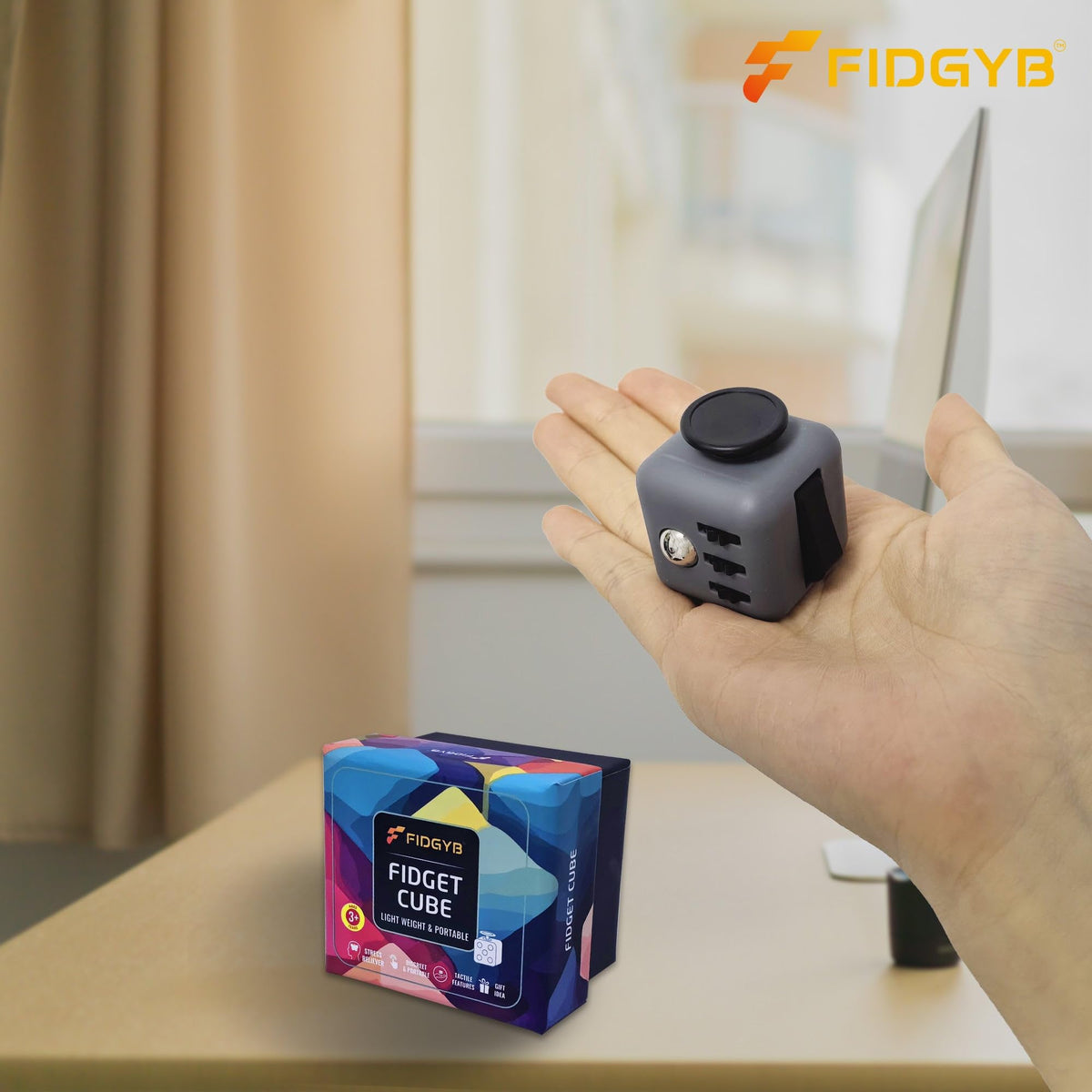 FIDGYB Cube Fidget – Quiet Sensory Toy for Focus & ADHD (Adults & Kids)
