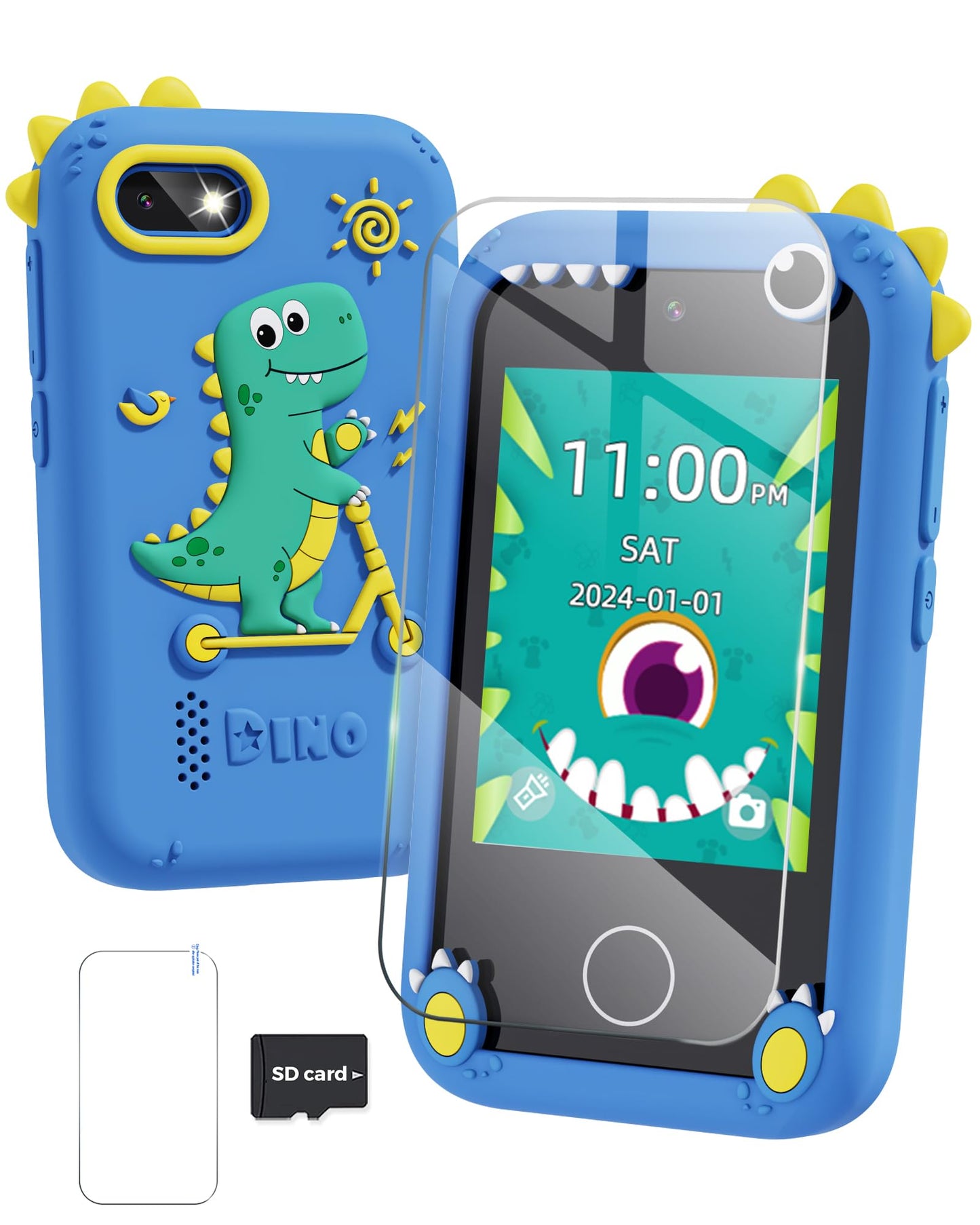Fiechcco Dinosaur Smart Phone for Kids – 3-5 Year Old Learning Toy with Touchscreen
