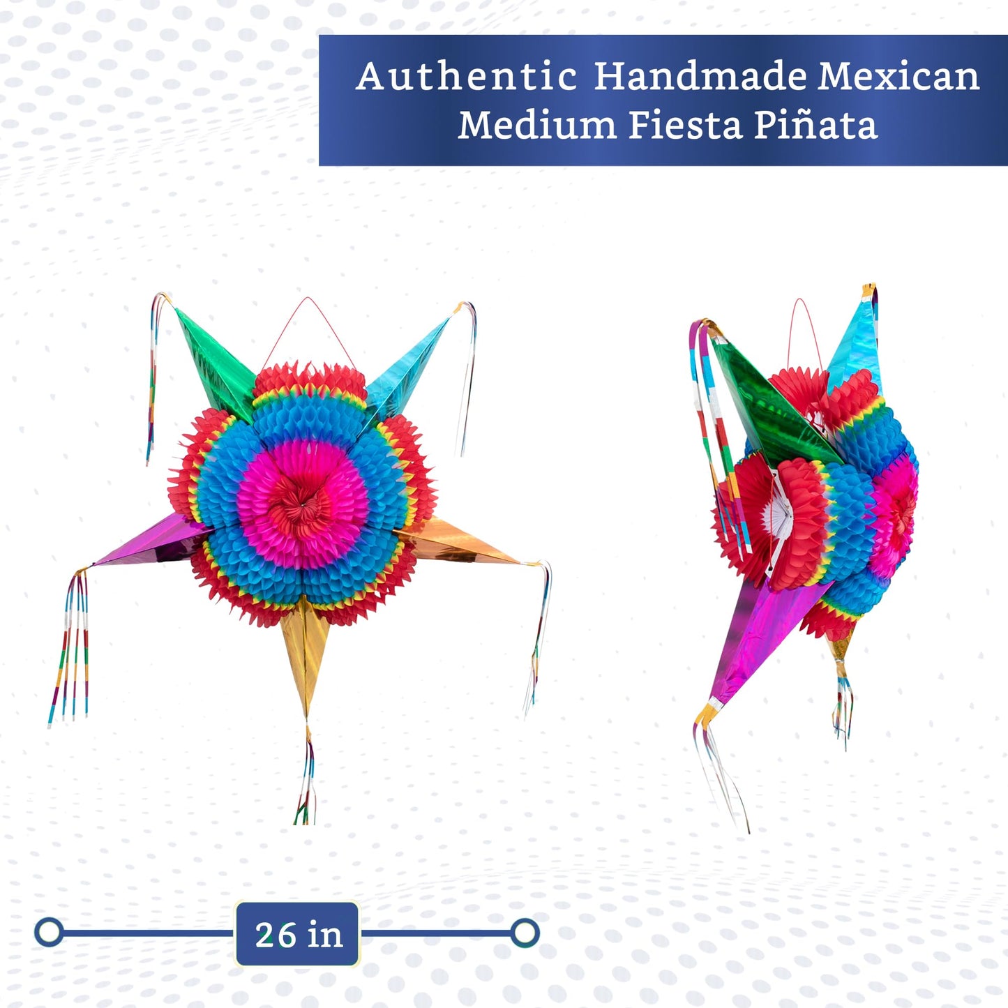 Fiesta Wraps Mexican Pinata Star (Medium 26in) – Authentic Handmade Foldable Pinata for Birthday Parties
