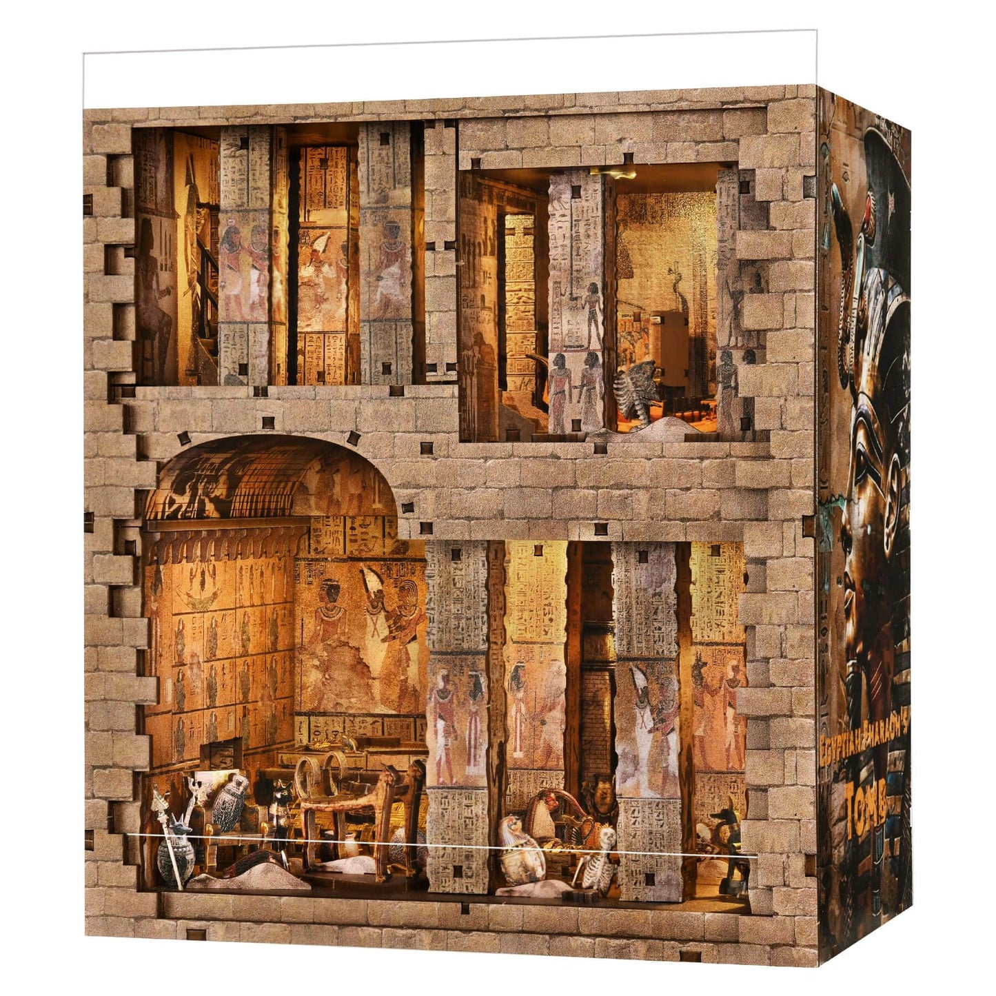 fifijoy Book Nook Kit – DIY Egyptian Pharaoh's Tomb Dollhouse with LED Light