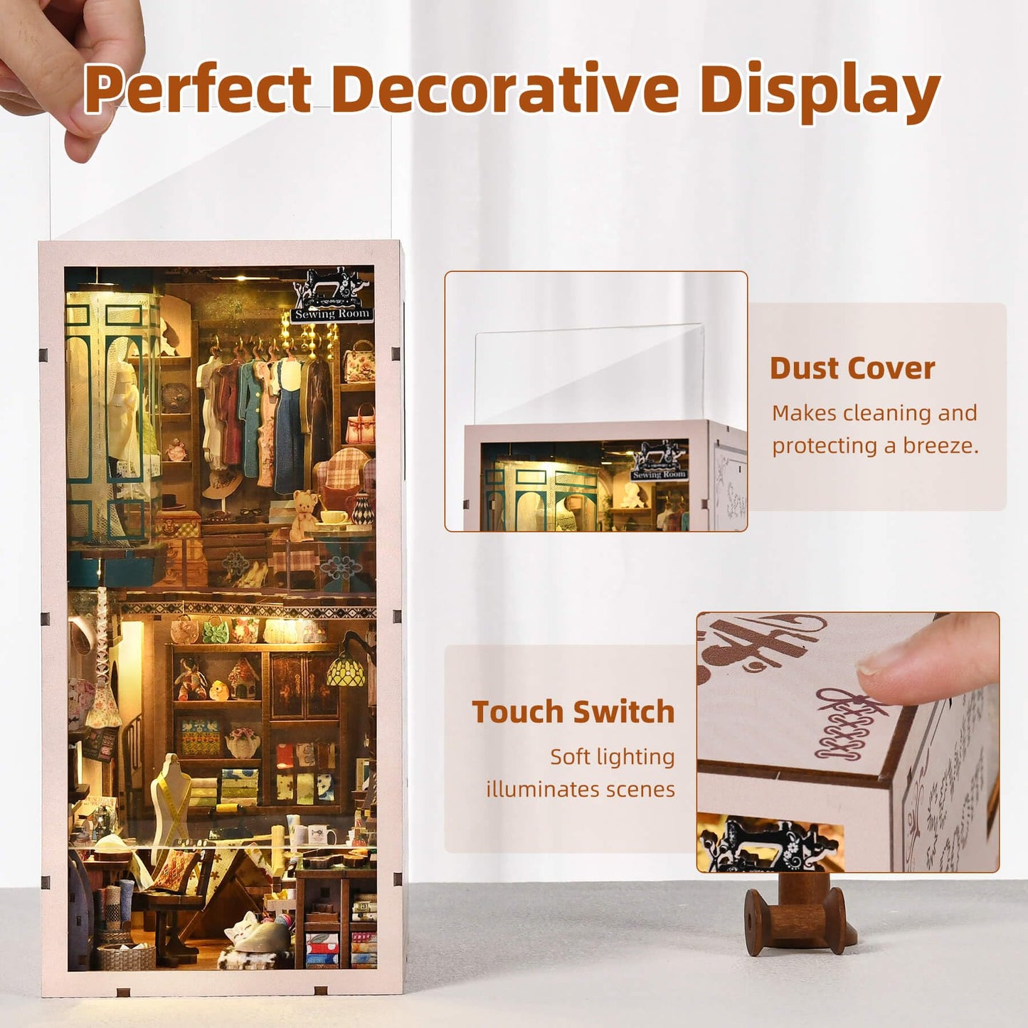 fifijoy Book Nook Kit – DIY Miniature Sewing Room Dollhouse for Adults & Teens