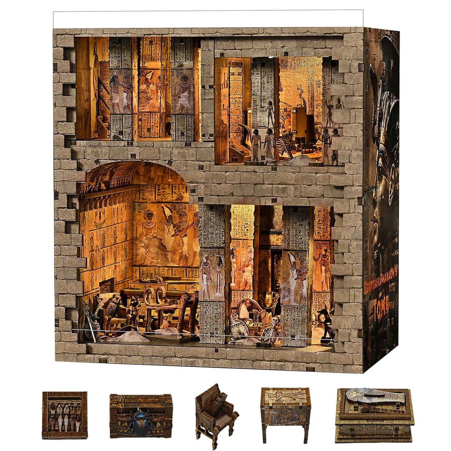 Fifijoy Book Nook Kit – Egyptian Pharaohs Tomb DIY Miniature House