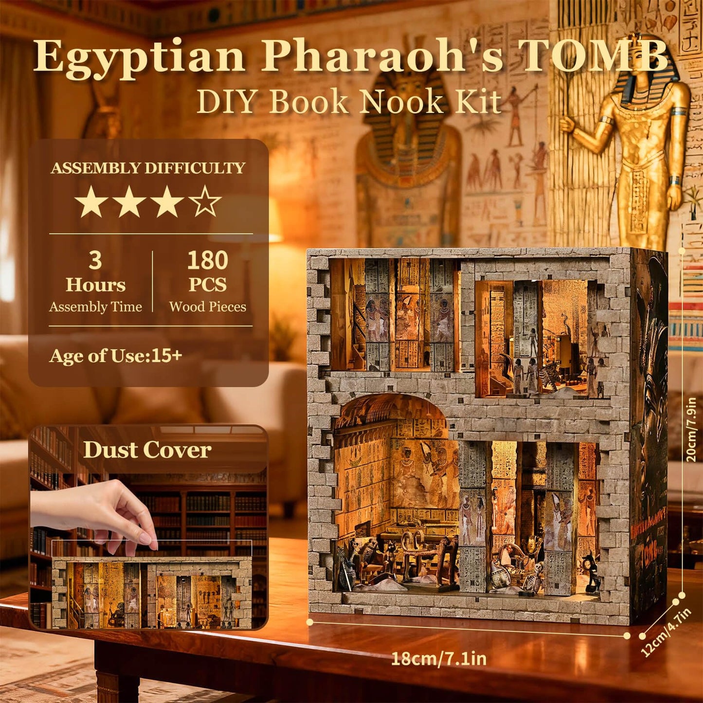 Fifijoy Book Nook Kit – Egyptian Pharaohs Tomb DIY Miniature House