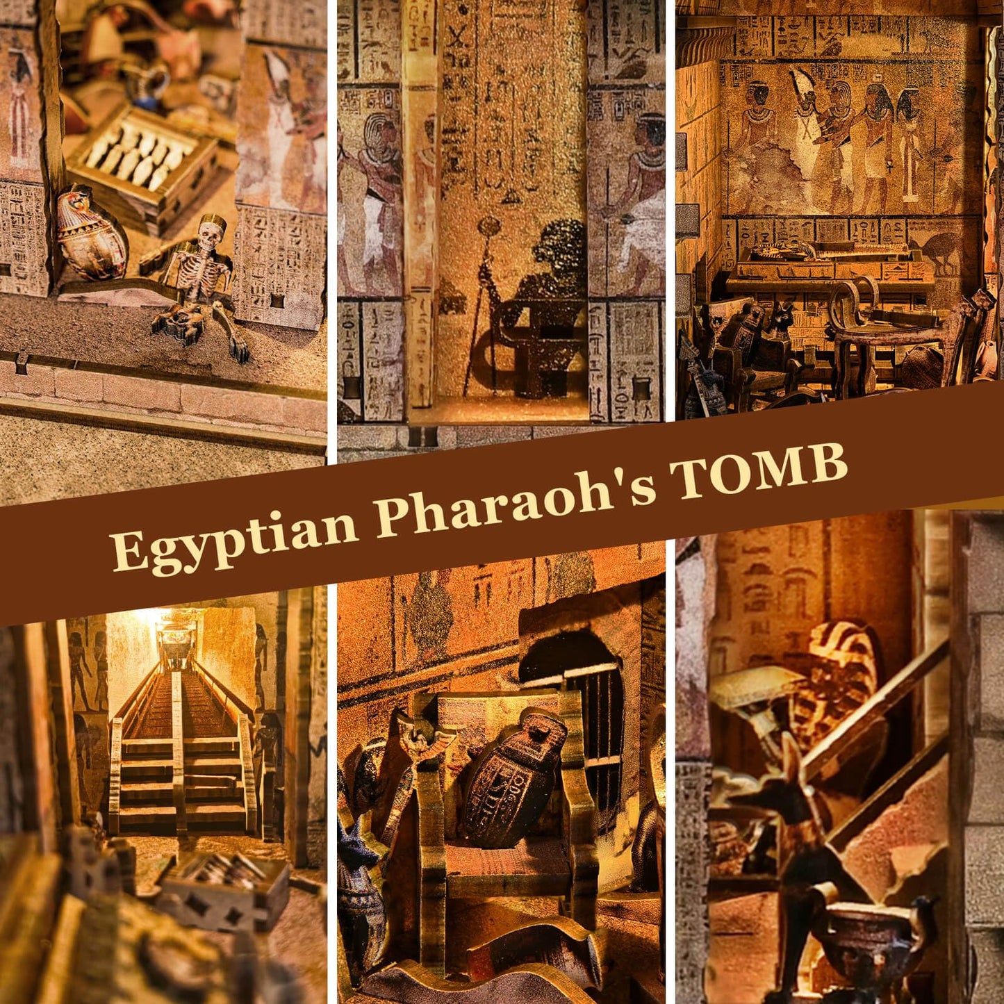 Fifijoy Book Nook Kit – Egyptian Pharaohs Tomb DIY Miniature House