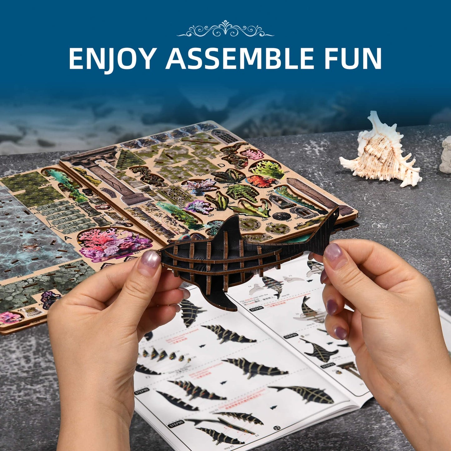 fifijoy Book Nook Kit – Atlantis-Inspired 3D Dollhouse with LED Light for Bookshelf Decor