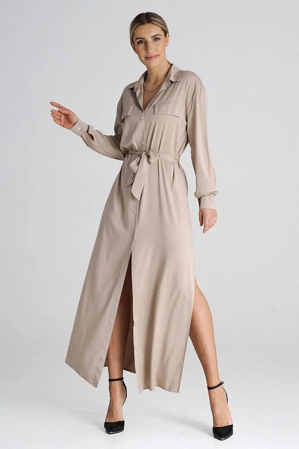 Figl Maxi Shirt Daydress with Collar