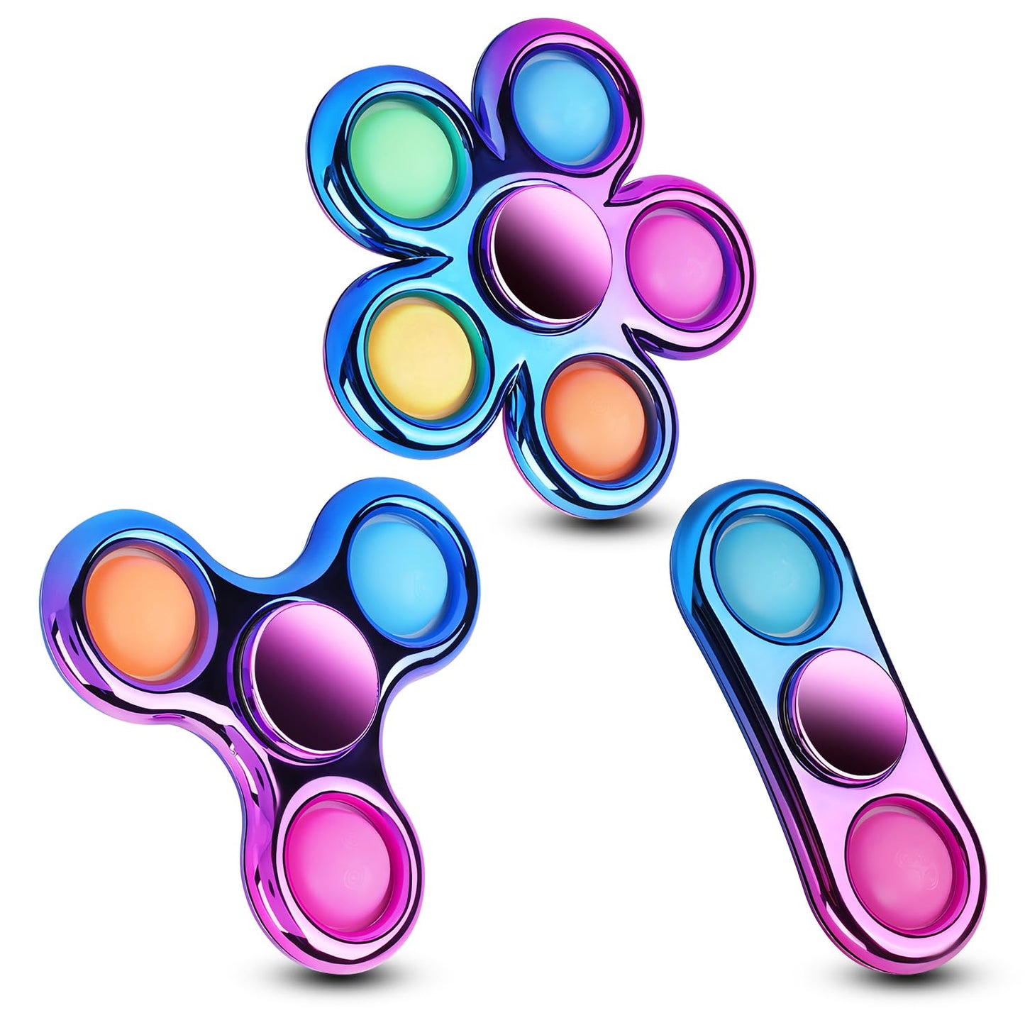 Figrol Fidget Toys 3 Pack – Pop Fidget Spinners for Stress Relief & Focus