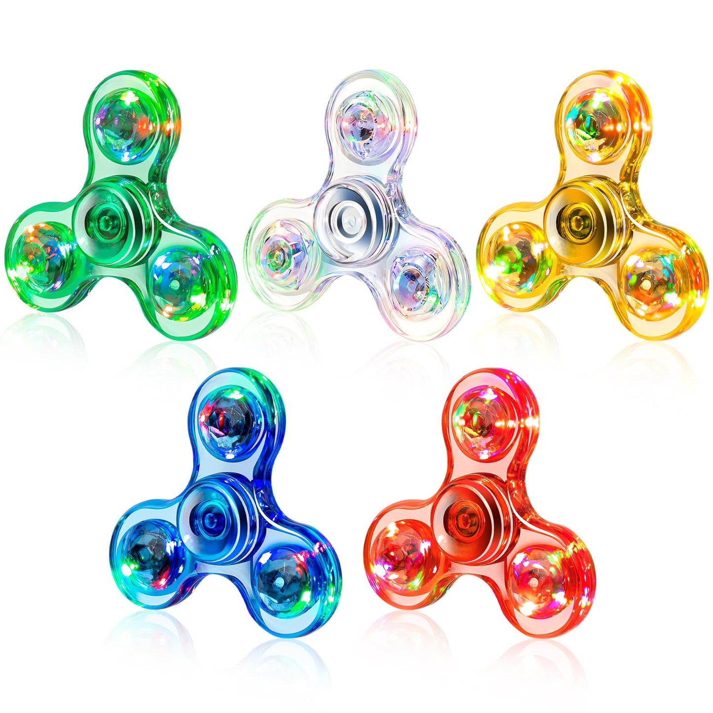 FIGROL 5-Pack Light Up Fidget Spinners – Glow in the Dark Party Favors & Classroom Prizes