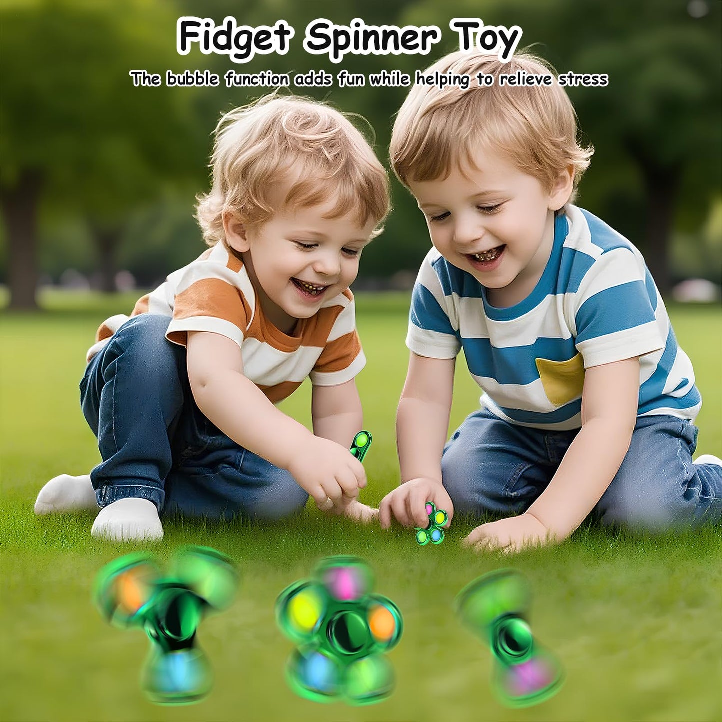 FIGROL 3-Pack Pop Fidget Spinner Green – Stress Relief & Sensory Toy for Kids & Adults
