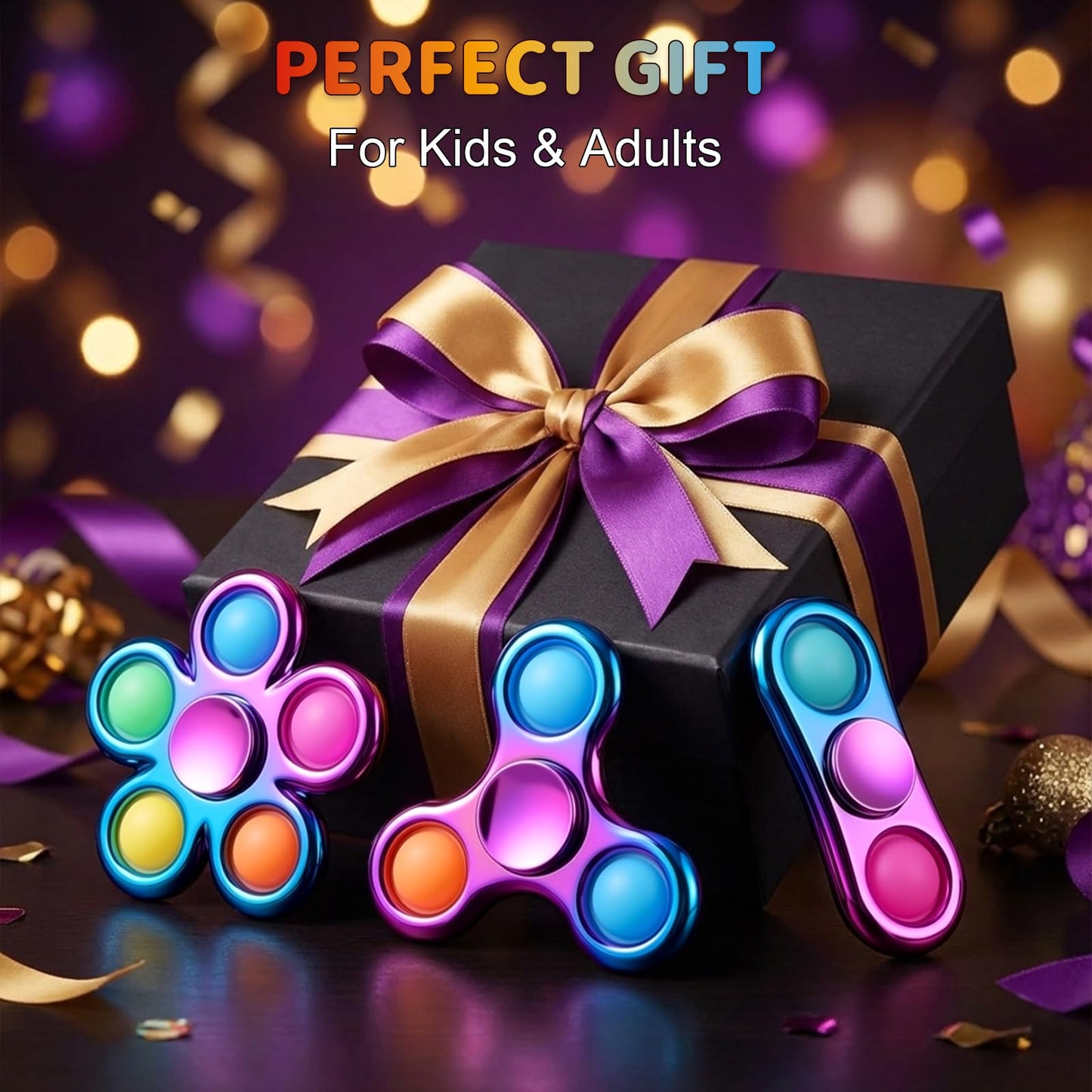 Figrol Fidget Toys 3 Pack – Pop Fidget Spinners for Stress Relief & Focus
