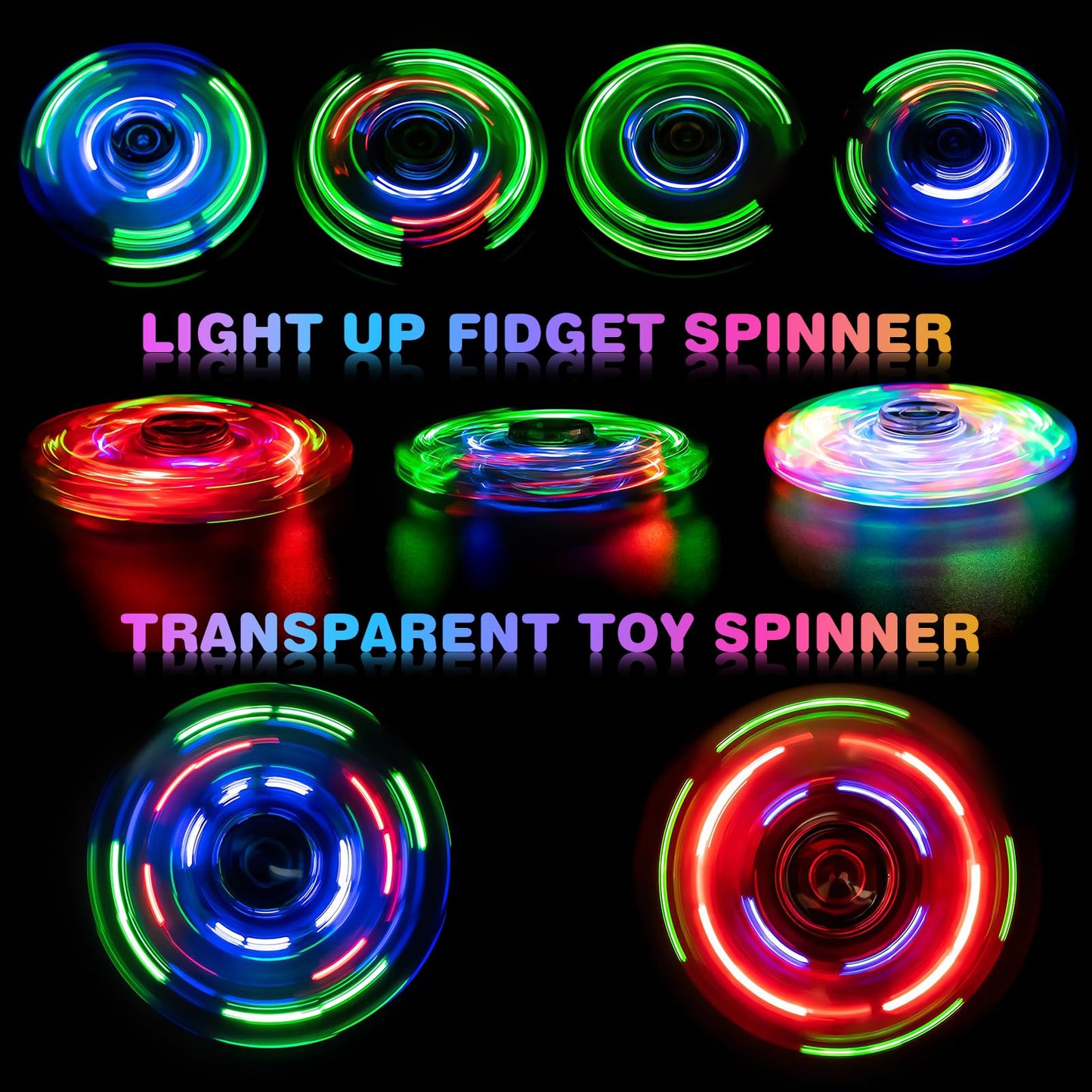 FIGROL Fidget Spinner 2 Pack: Light Up & Glow-in-the-Dark Spinners for Kids