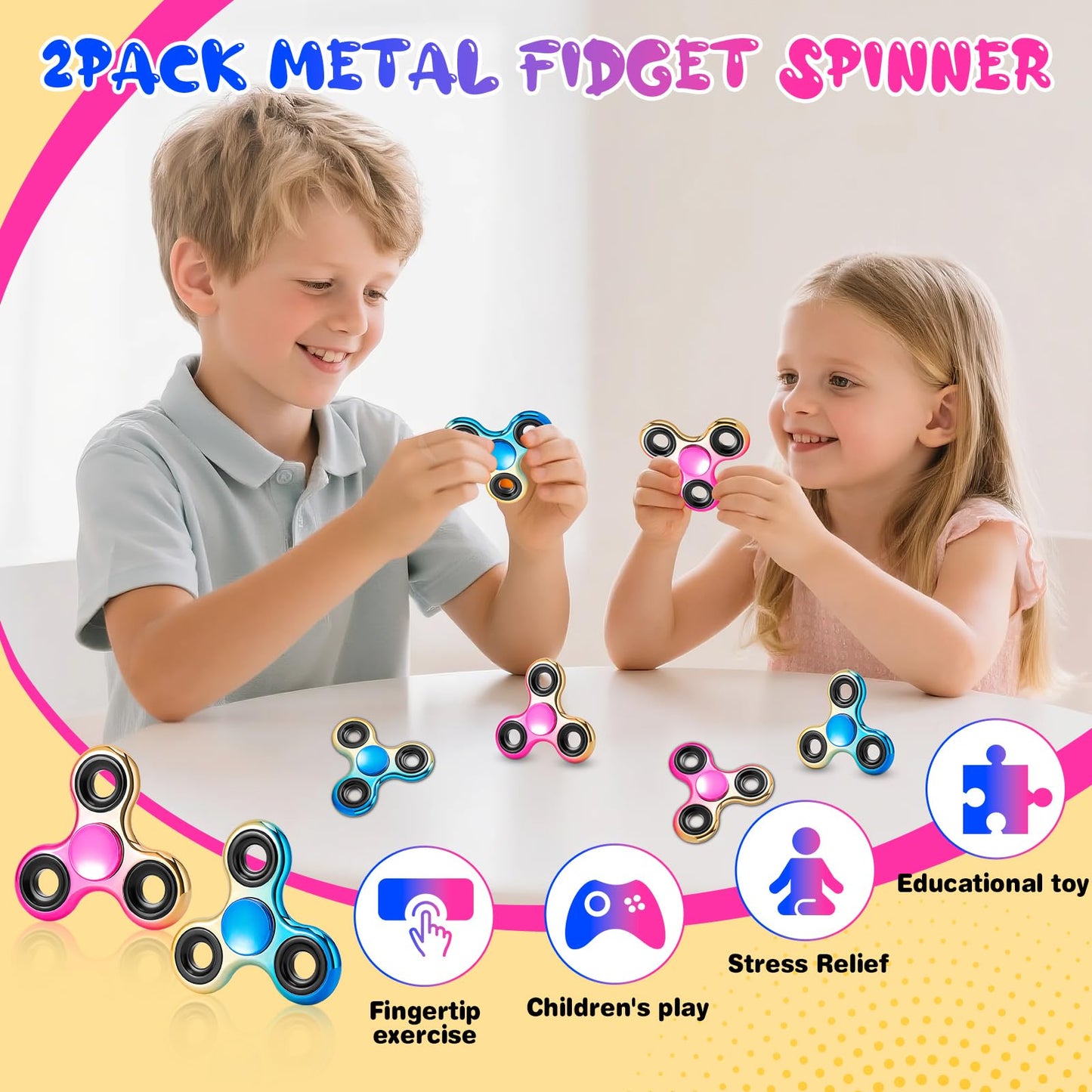 FIGROL Fidget Spinner 2 Pack – Smooth, Durable Hand Spinners for All Ages