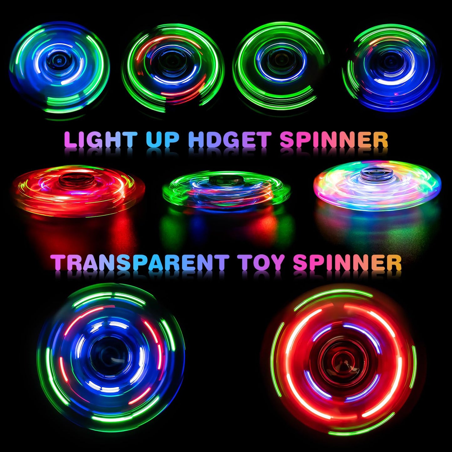 FIGROL 5-Pack Light Up Fidget Spinners – Glow in the Dark Party Favors & Classroom Prizes