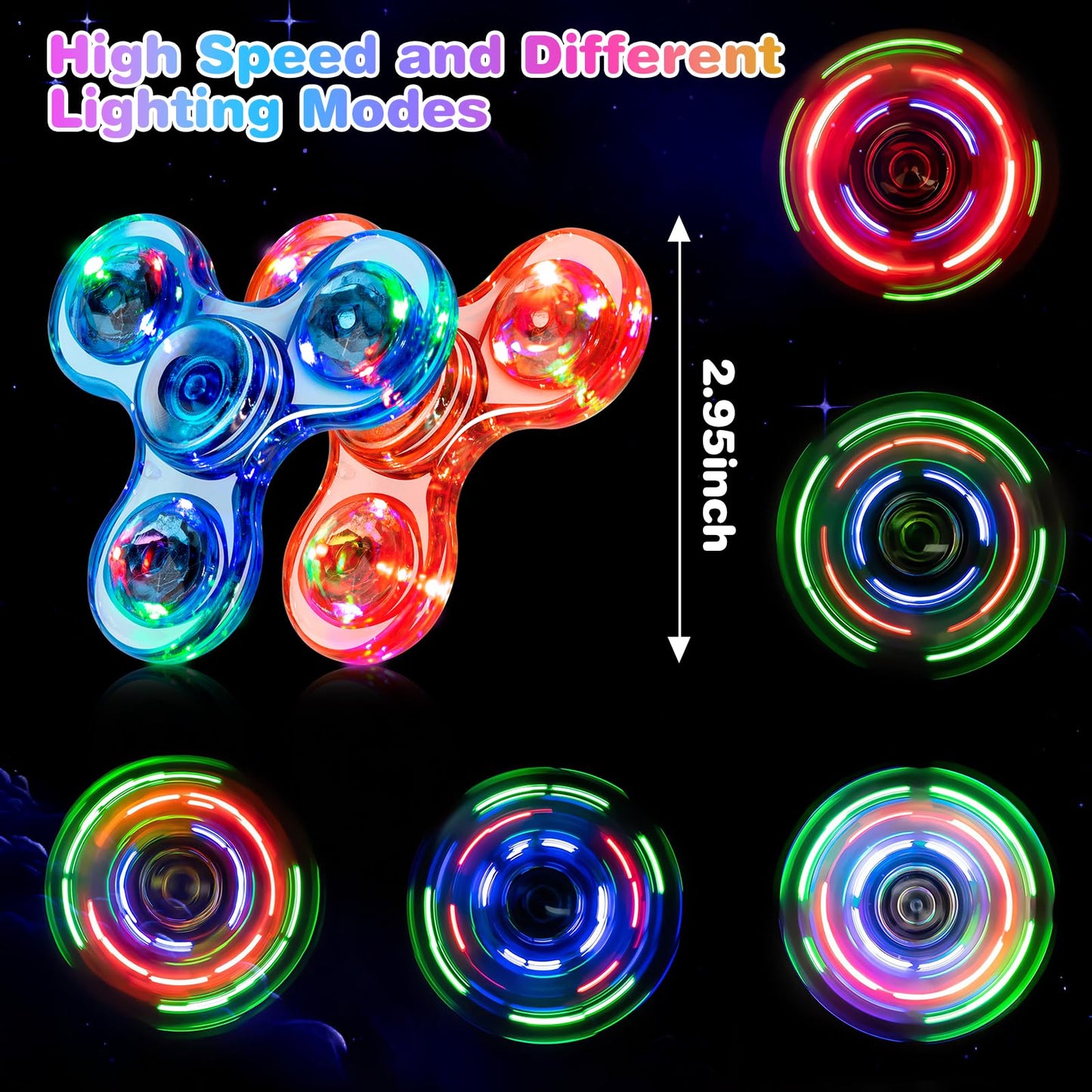 FIGROL Fidget Spinner 2 Pack: Light Up & Glow-in-the-Dark Spinners for Kids