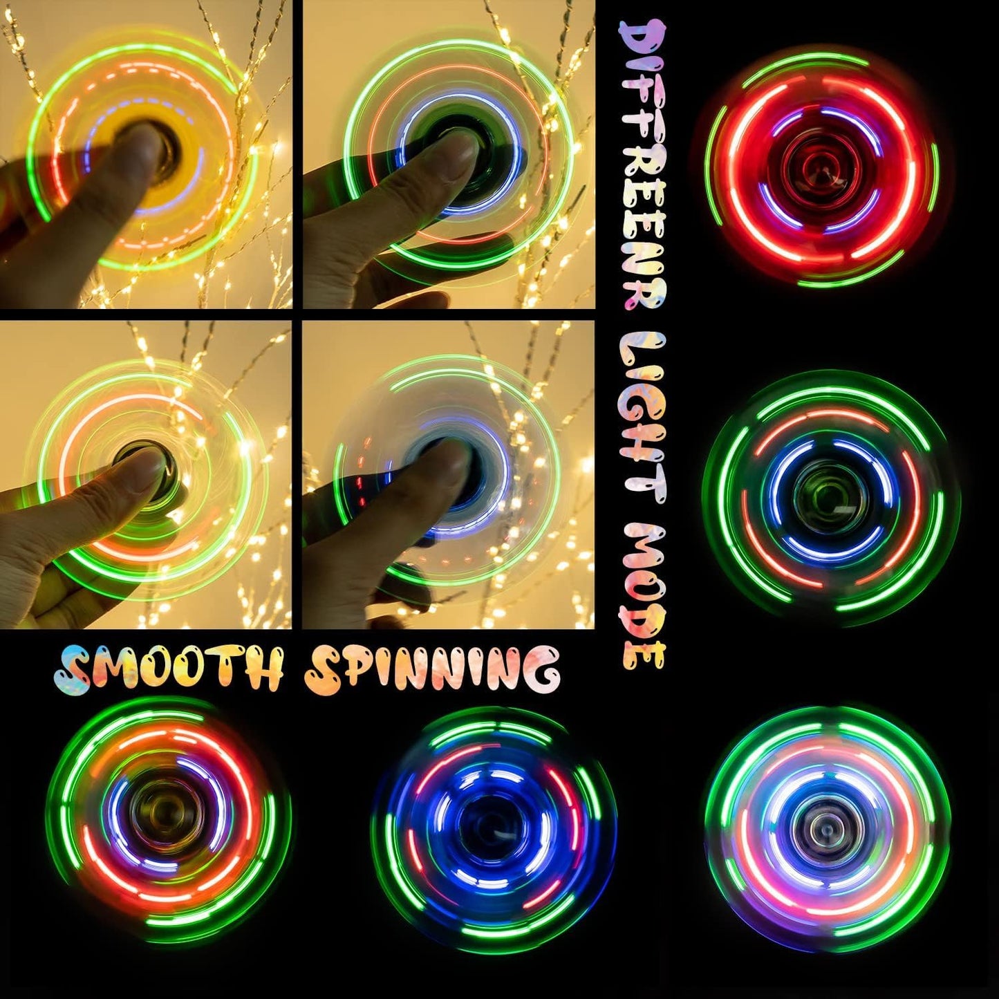 Figrol Fidget Toys 3 Pack – Light-Up Spinner for Stress Relief & Focus