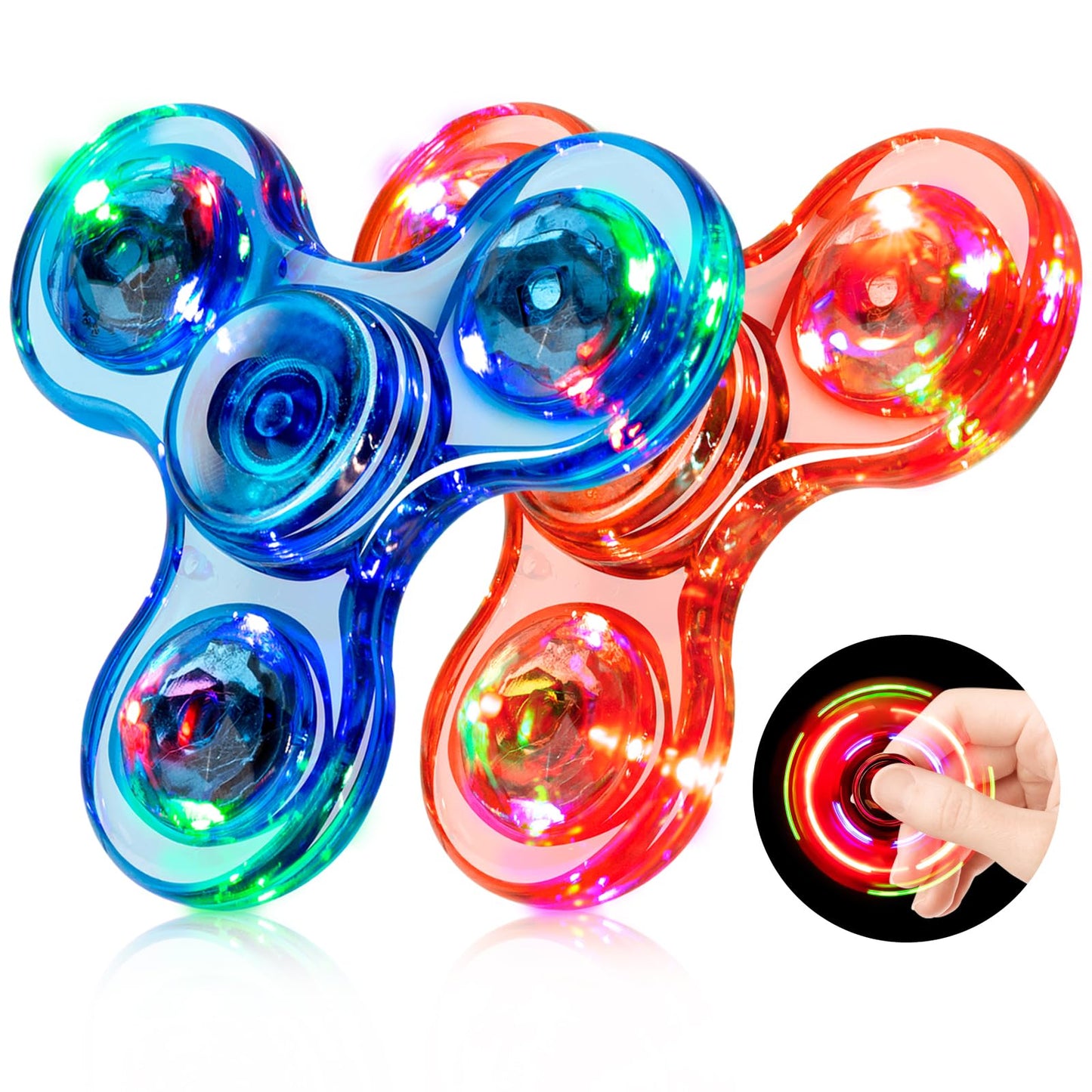 FIGROL Fidget Spinner 2 Pack: Light Up & Glow-in-the-Dark Spinners for Kids