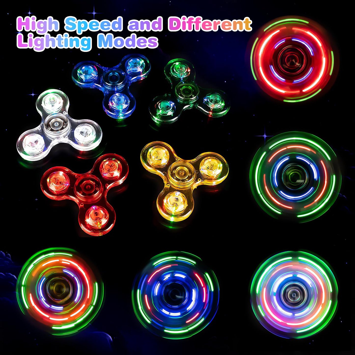 FIGROL 5-Pack Light Up Fidget Spinners – Glow in the Dark Party Favors & Classroom Prizes