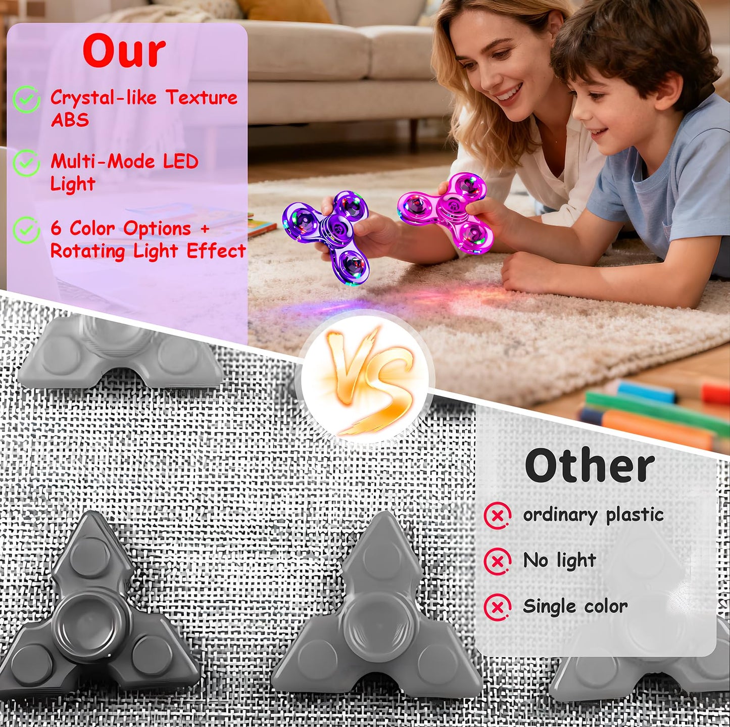 Figrol Fidget Toys 6 Pack — Light Up Spinner for Focus, Calm, and Sensory Play