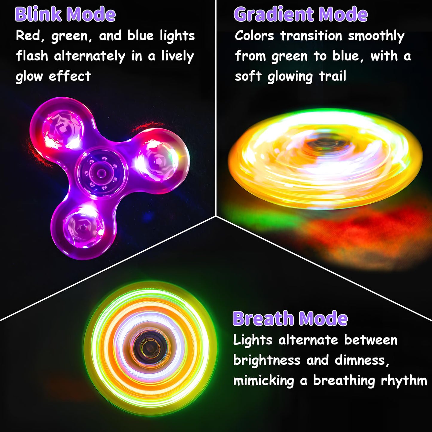 Figrol Fidget Toys 6 Pack — Light Up Spinner for Focus, Calm, and Sensory Play