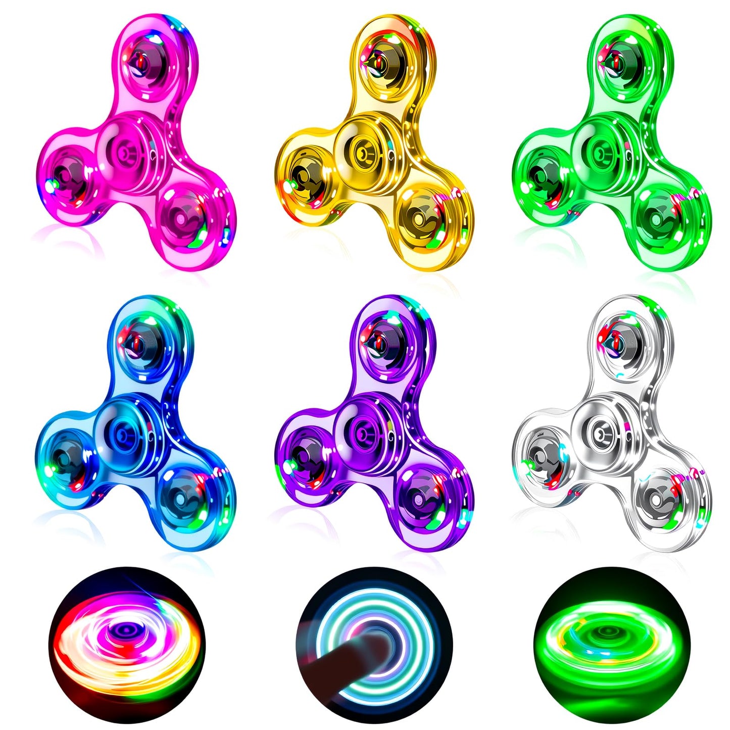 Figrol Fidget Toys 6 Pack — Light Up Spinner for Focus, Calm, and Sensory Play
