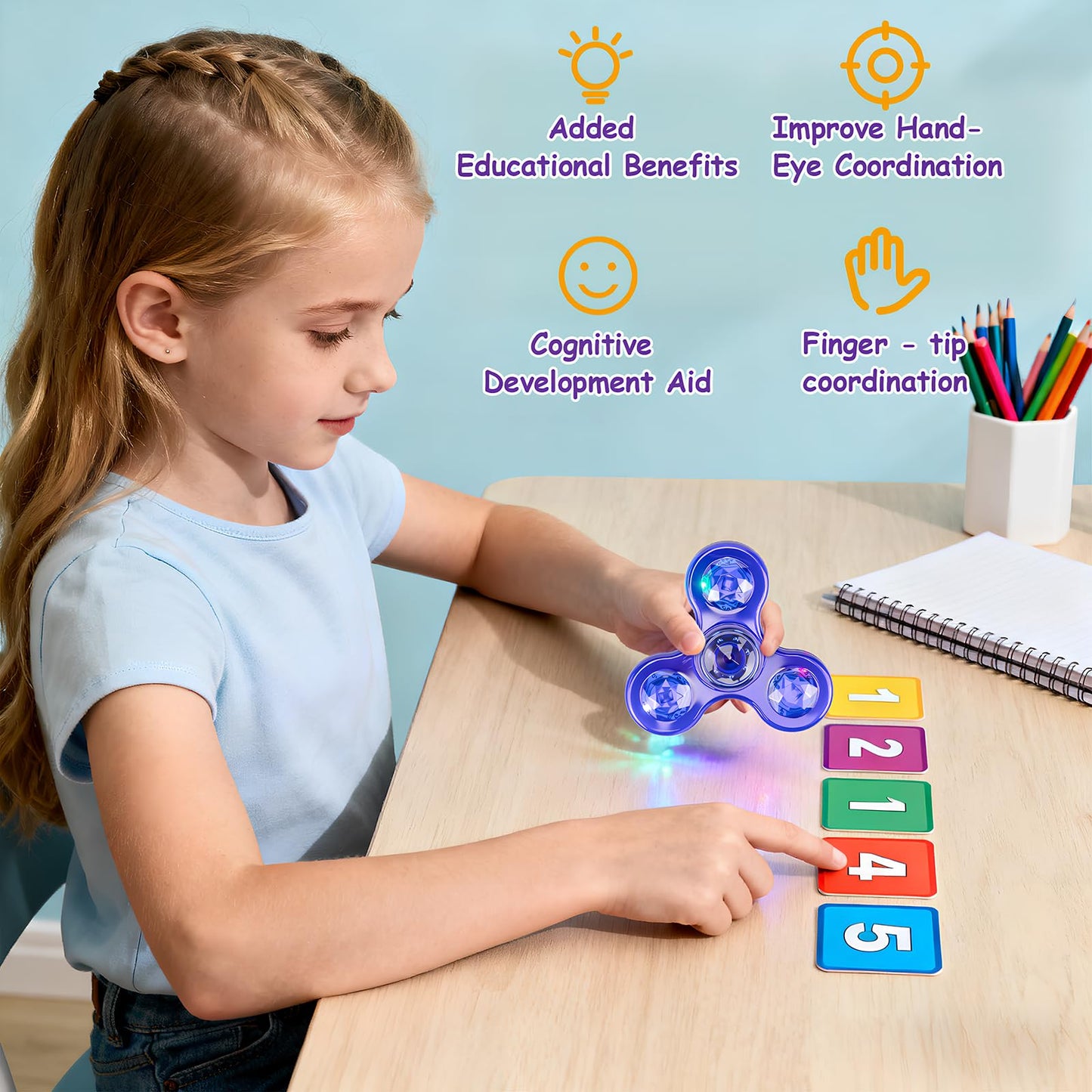 Figrol Fidget Toys 6 Pack — Light Up Spinner for Focus, Calm, and Sensory Play