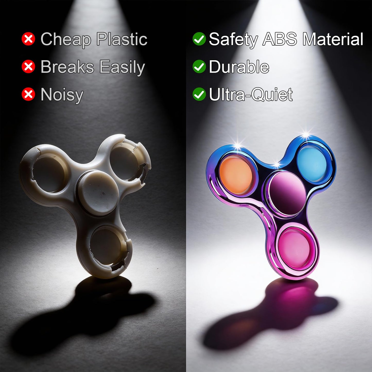 Figrol Fidget Toys 3 Pack – Pop Fidget Spinners for Stress Relief & Focus