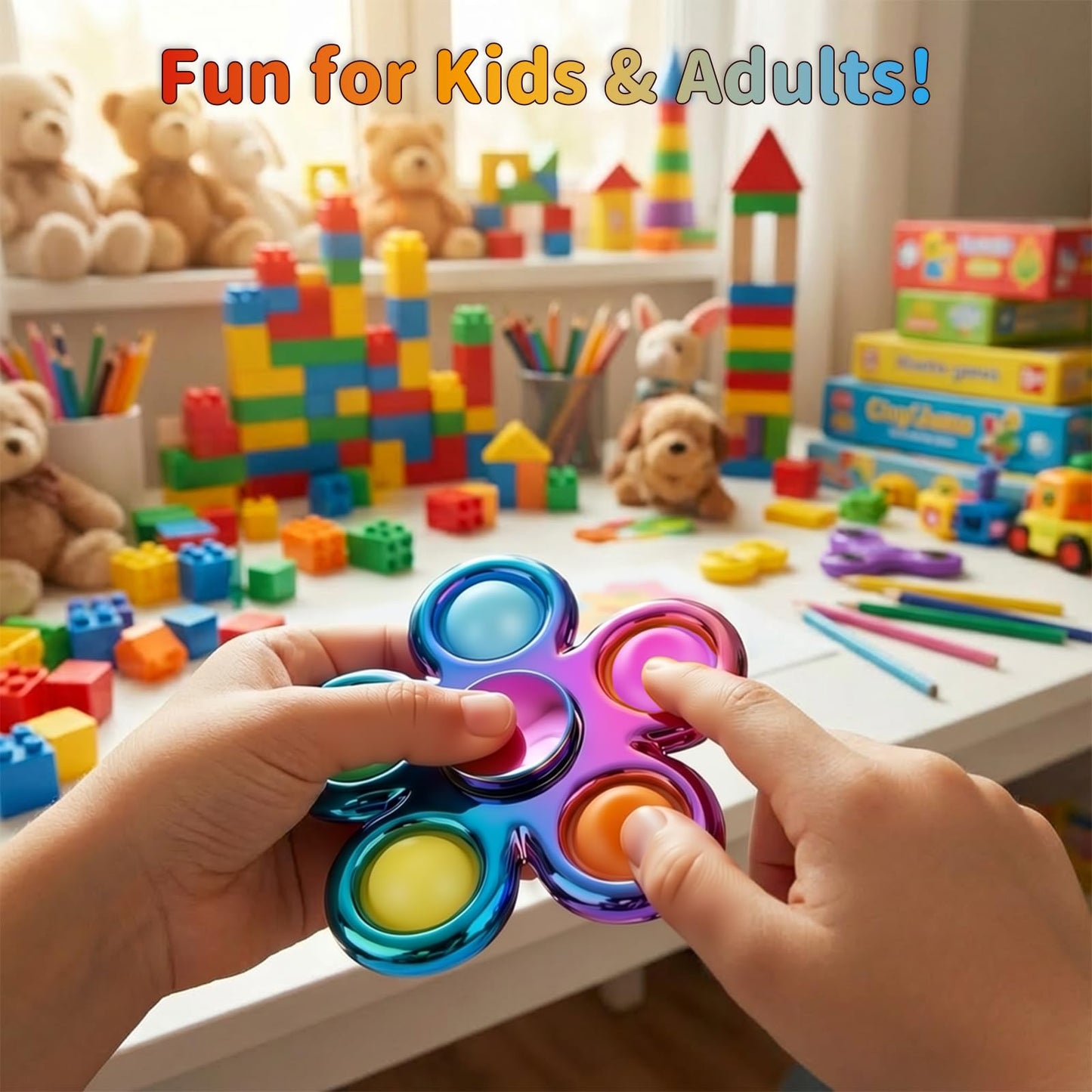Figrol Fidget Toys 3 Pack – Pop Fidget Spinners for Stress Relief & Focus