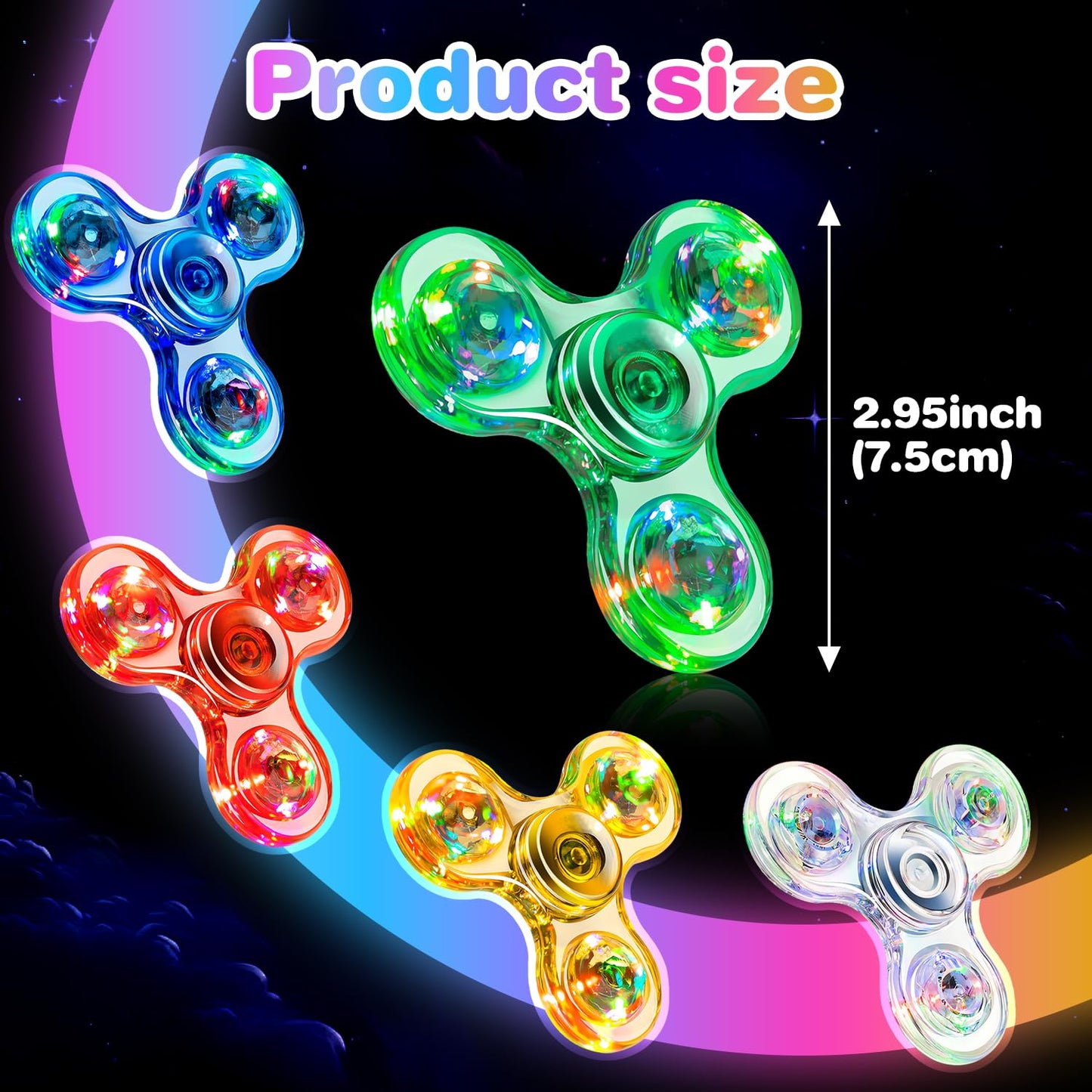 FIGROL 5-Pack Light Up Fidget Spinners – Glow in the Dark Party Favors & Classroom Prizes