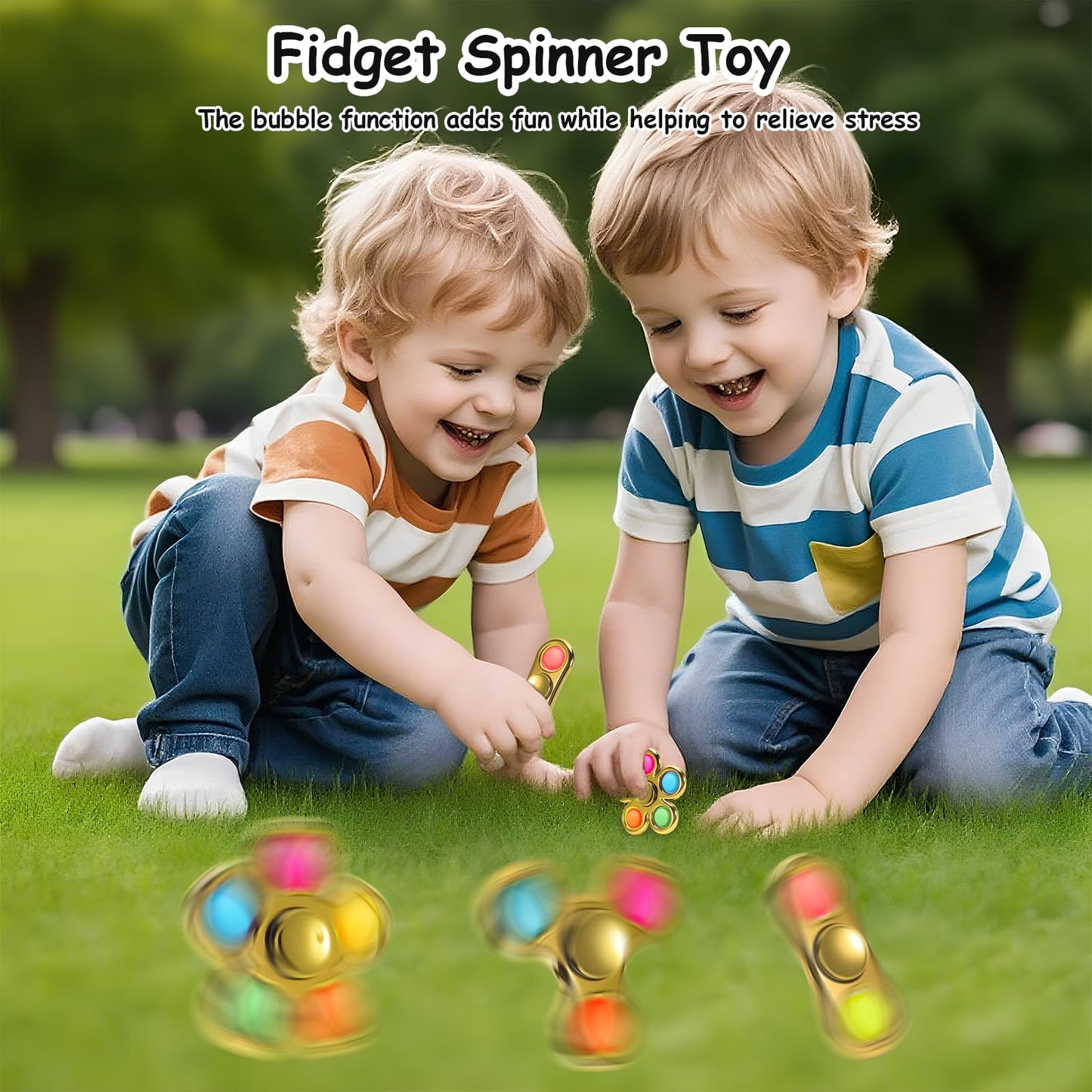 FIGROL 3 Pack Pop Fidget Spinners – Sensory Toys for Kids & Teens | Focus & Calm