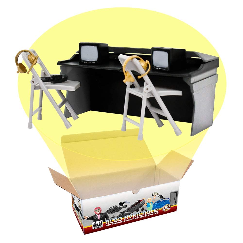 Figures Toy Company Black & Gray Commentator Table Playset for Wrestling Action Figures