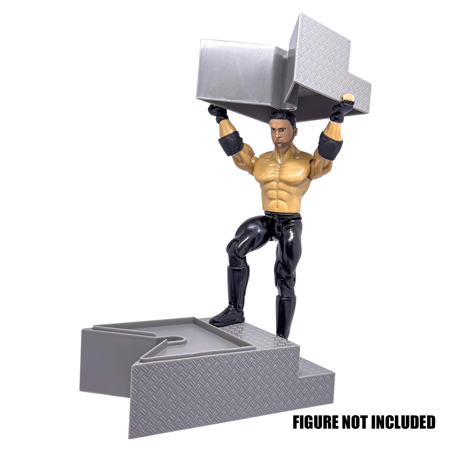 Figures Toy Company Deluxe Gray Breakable Ring Stairs – 6in Wrestling Accessory
