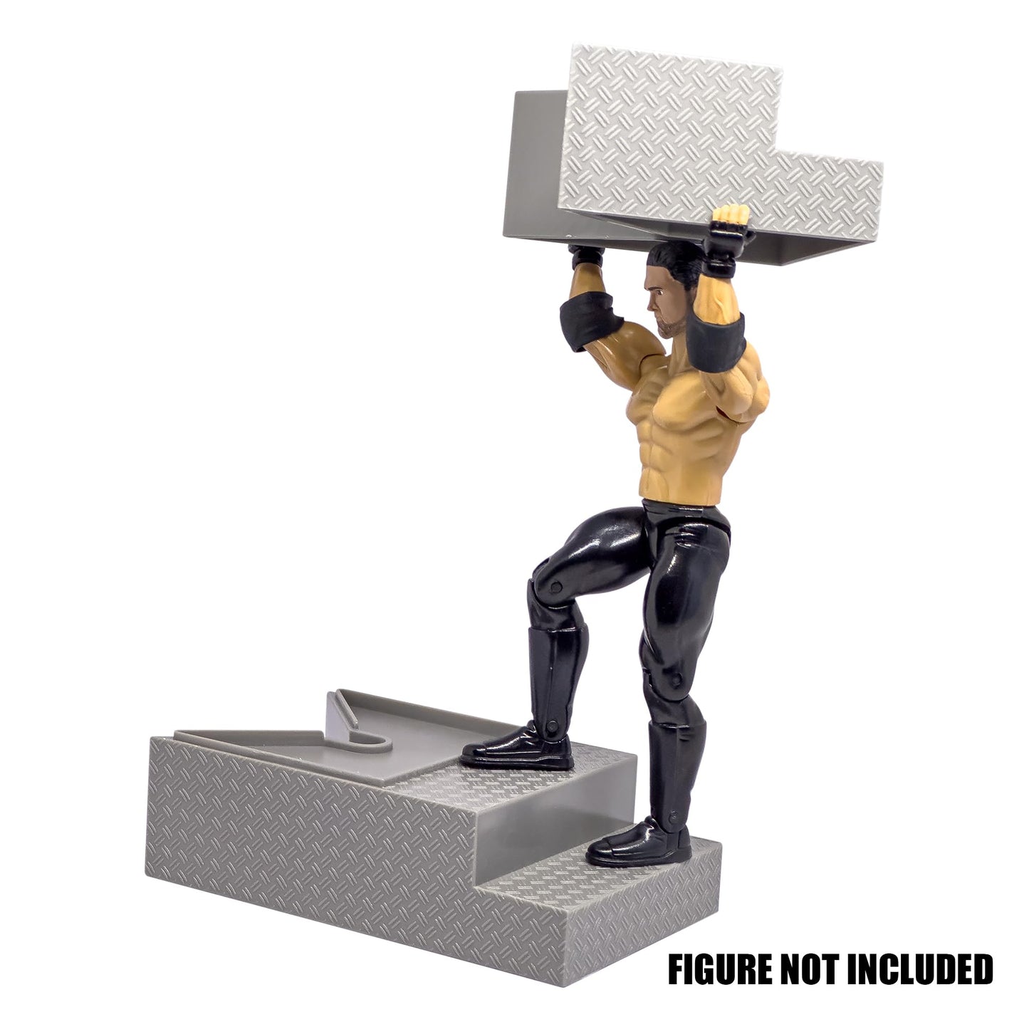 Figures Toy Company Deluxe Gray Breakable Ring Stairs – 6in Wrestling Accessory