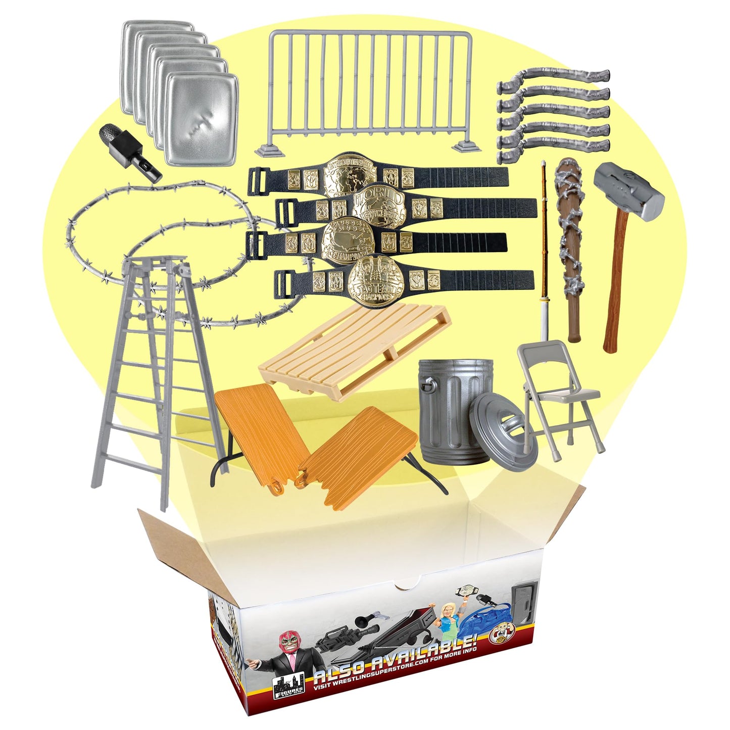 Hardcore 26-Piece Wrestling Accessory Set | Figures Toy Company