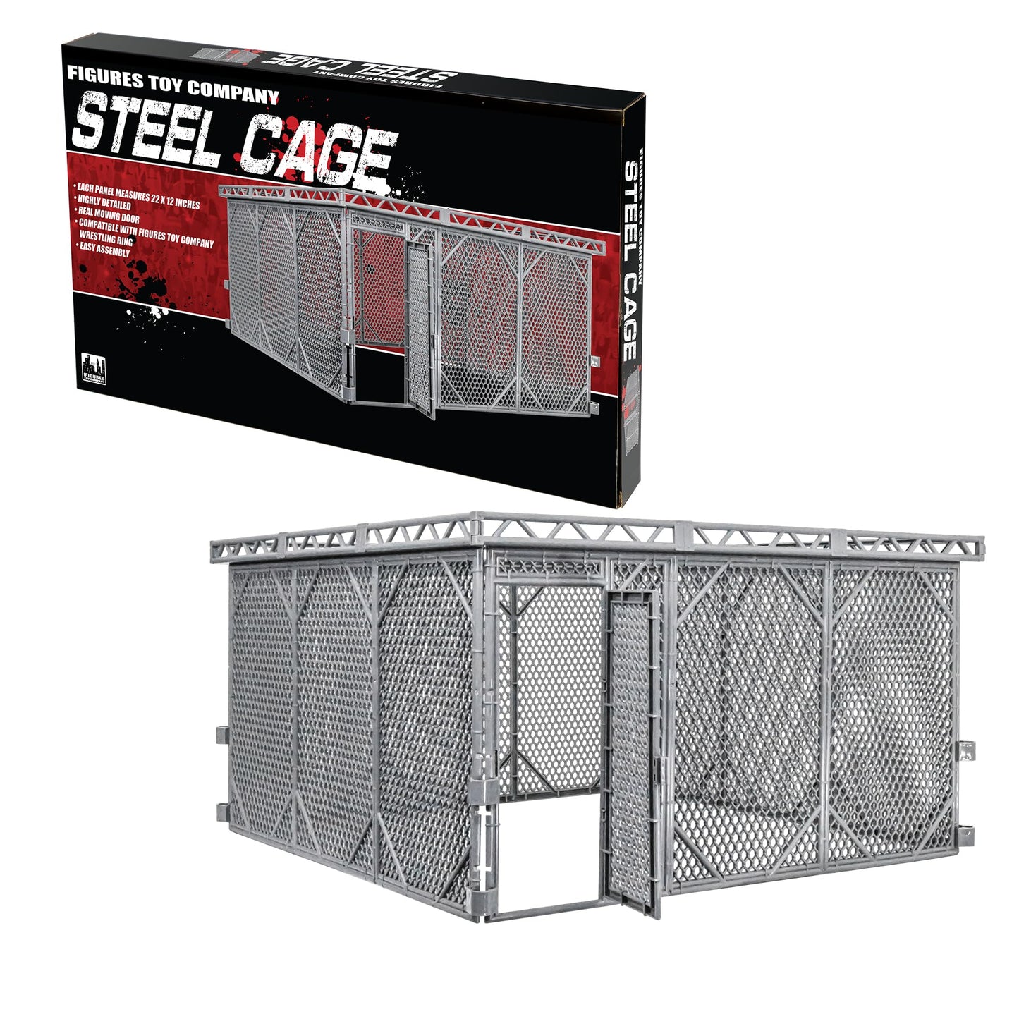 Steel Cage Playset for Figures Toy Company Wrestling Rings – In-Ring Arena Accessory