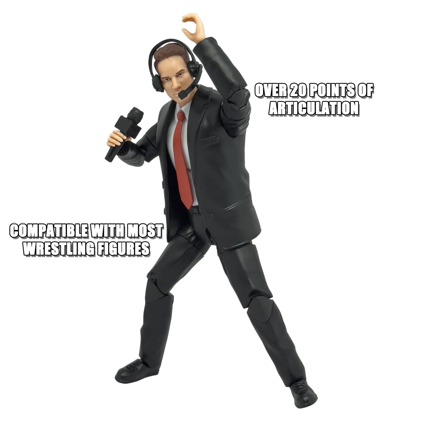Ultimate Commentator Announcer with Deluxe Articulation for WWE & AEW Action Figures | Figures Toy Company