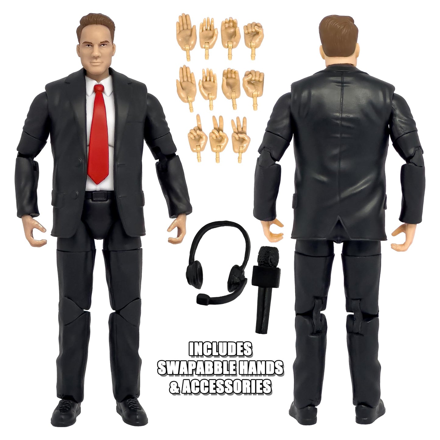 Ultimate Commentator Announcer with Deluxe Articulation for WWE & AEW Action Figures | Figures Toy Company