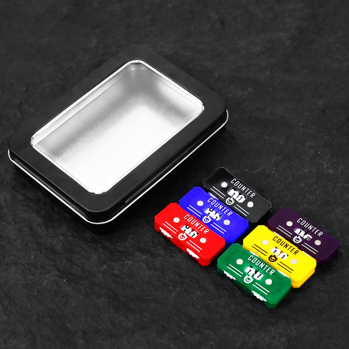 FIGURESLAB 6Pcs MTG Life Counter with Metal Box | Twin-Digit Life Tracker for MTG & Tabletop Games