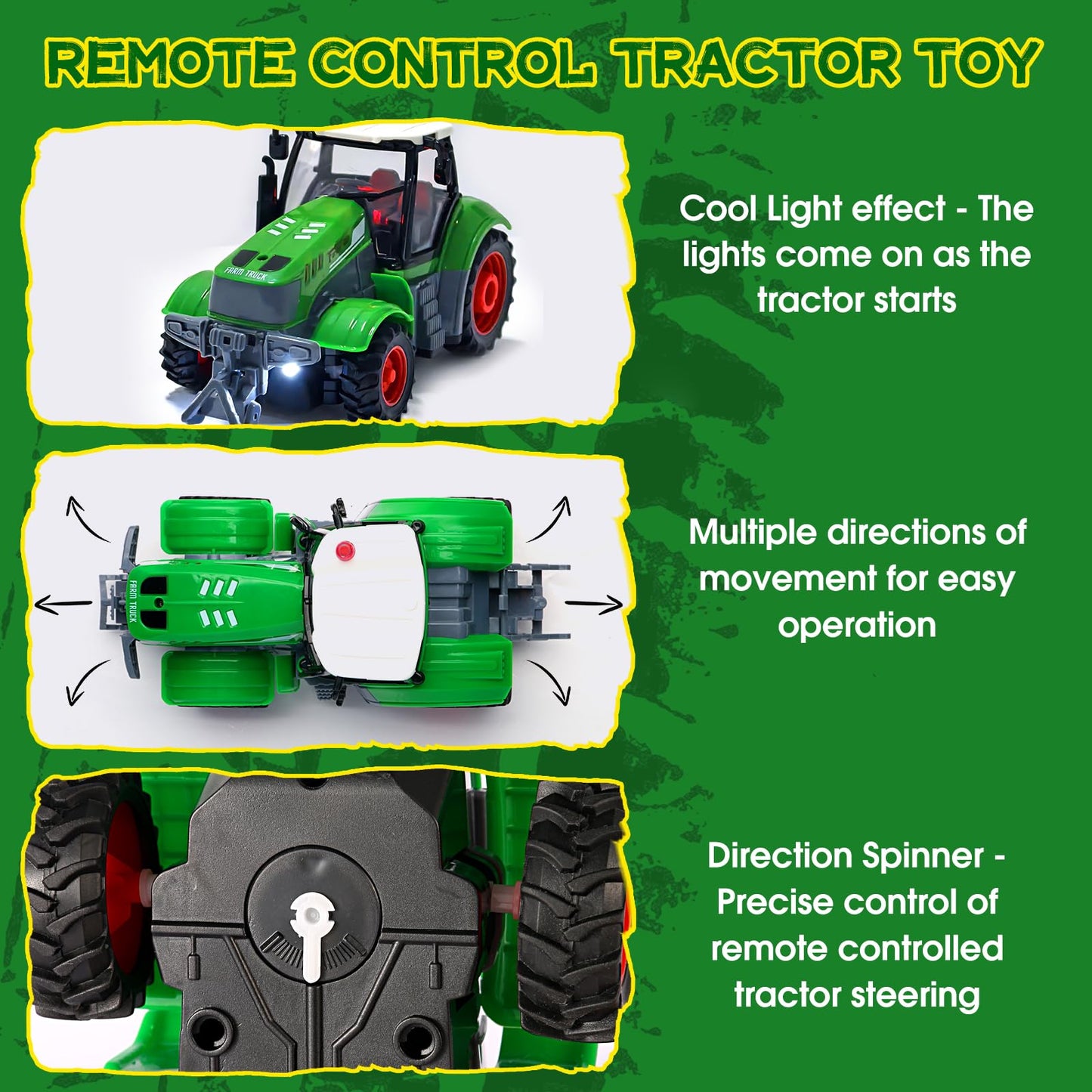 FIIOEOY Remote Control Tractor Toy Set with Trailer and Farm Accessories