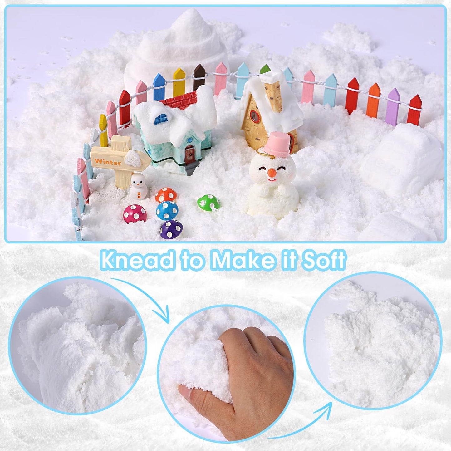 FIIOEOY Snow Sensory Bin - Winter Sand Art Kit with Arctic Figures for Kids
