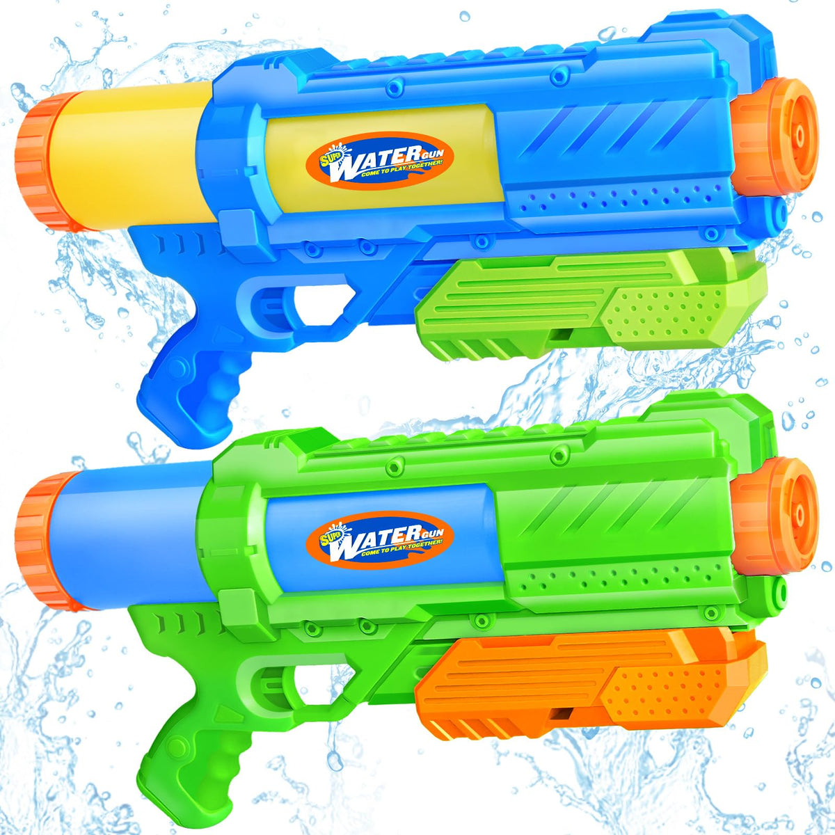 Fikamd Super Water Gun Pack – 2 Pack, 1200CC, Long-Range Soaker Blaster for Pool & Beach