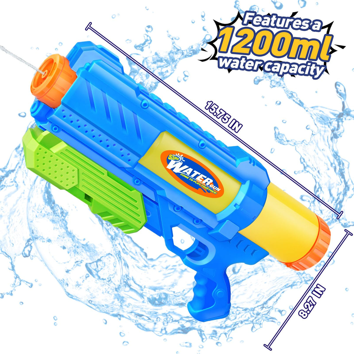 Fikamd Super Water Gun Pack – 2 Pack, 1200CC, Long-Range Soaker Blaster for Pool & Beach