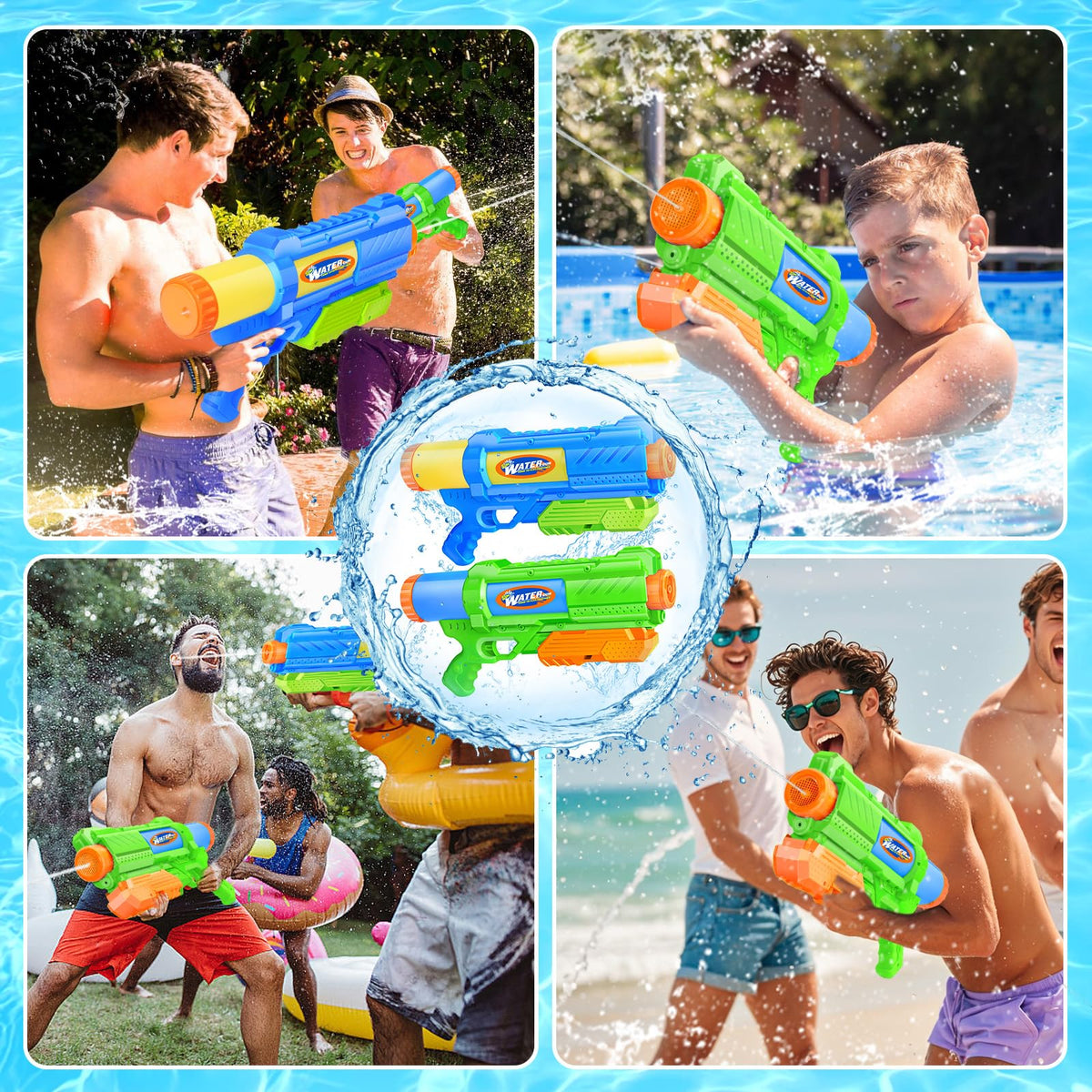 Fikamd Super Water Gun Pack – 2 Pack, 1200CC, Long-Range Soaker Blaster for Pool & Beach