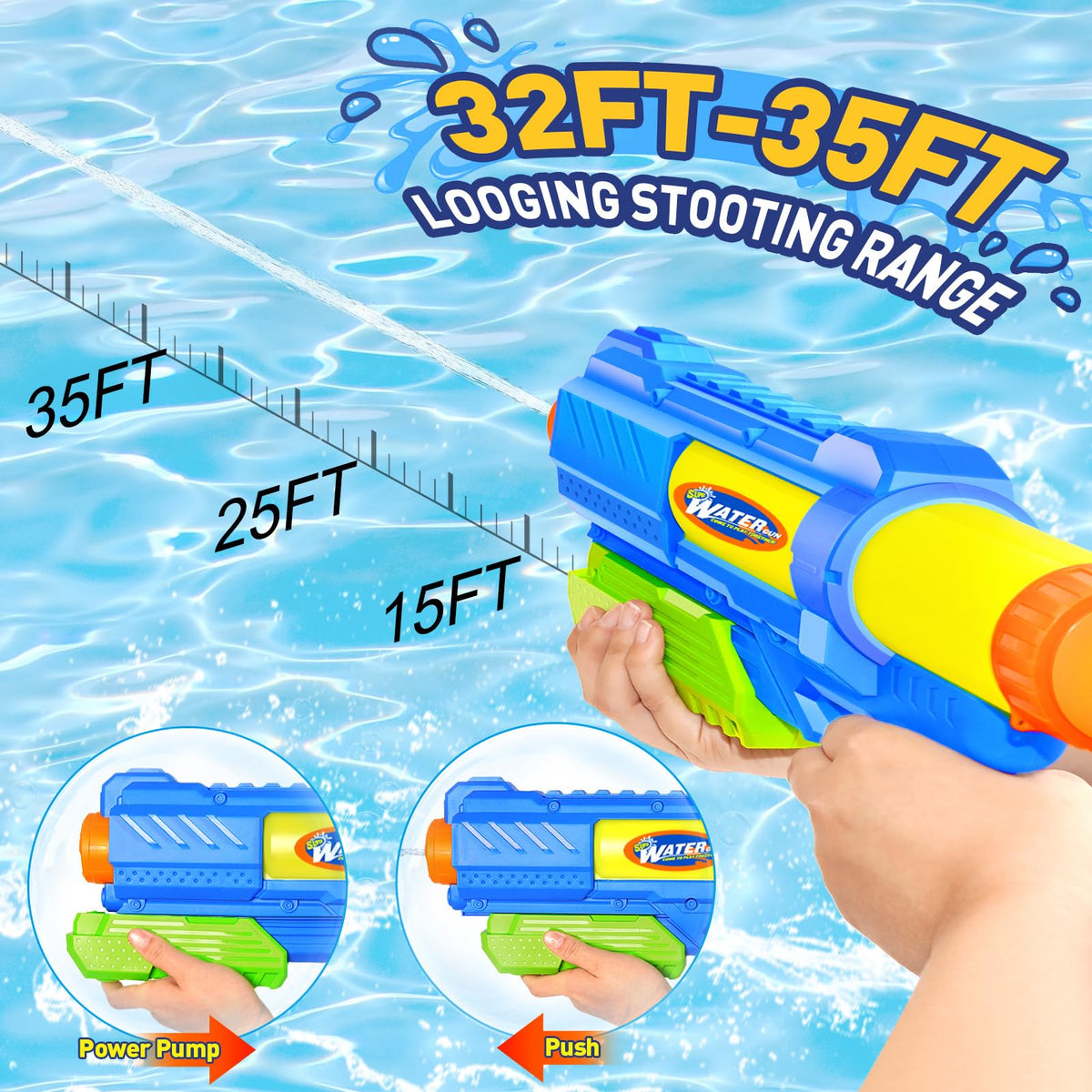 Fikamd Super Water Gun Pack – 2 Pack, 1200CC, Long-Range Soaker Blaster for Pool & Beach