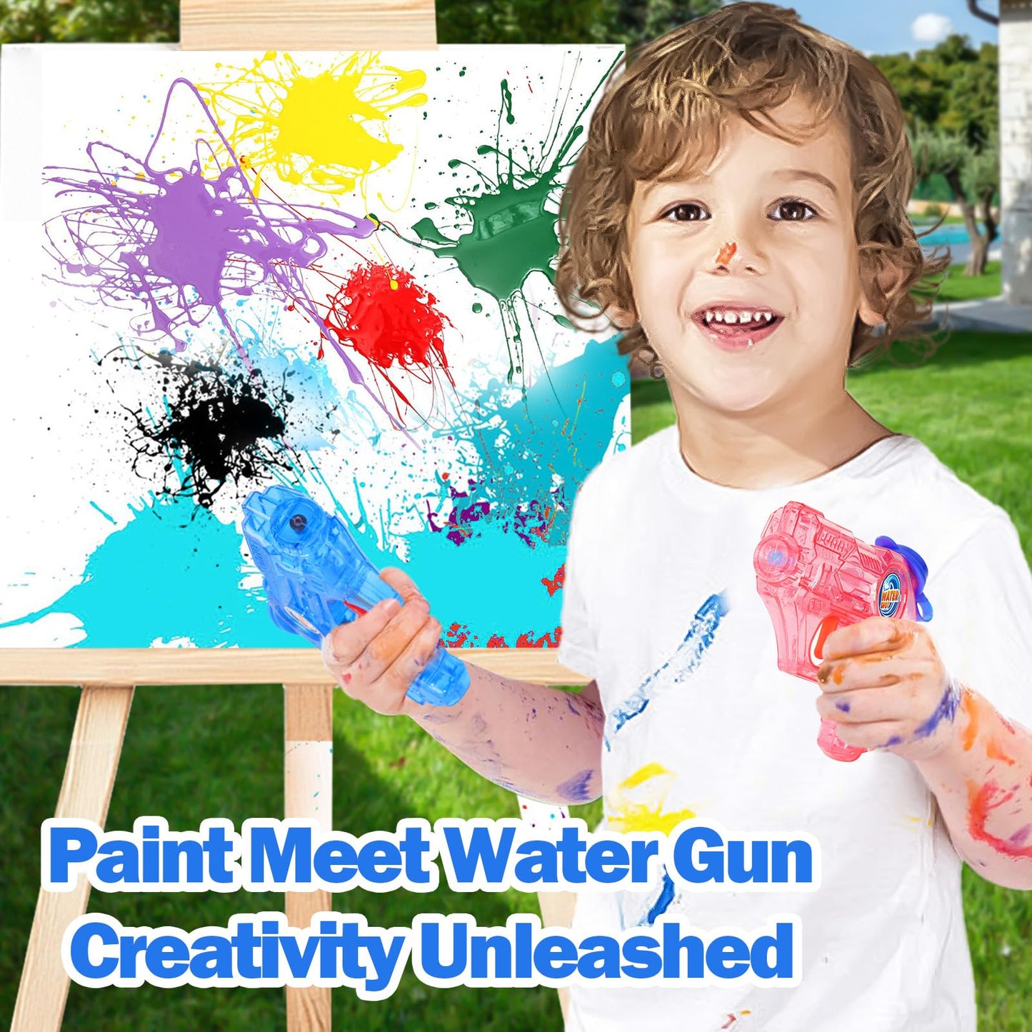 Fikamd Mini Water Guns 4-Pack — Safe, Long-Range 20–23ft Blasters for Kids